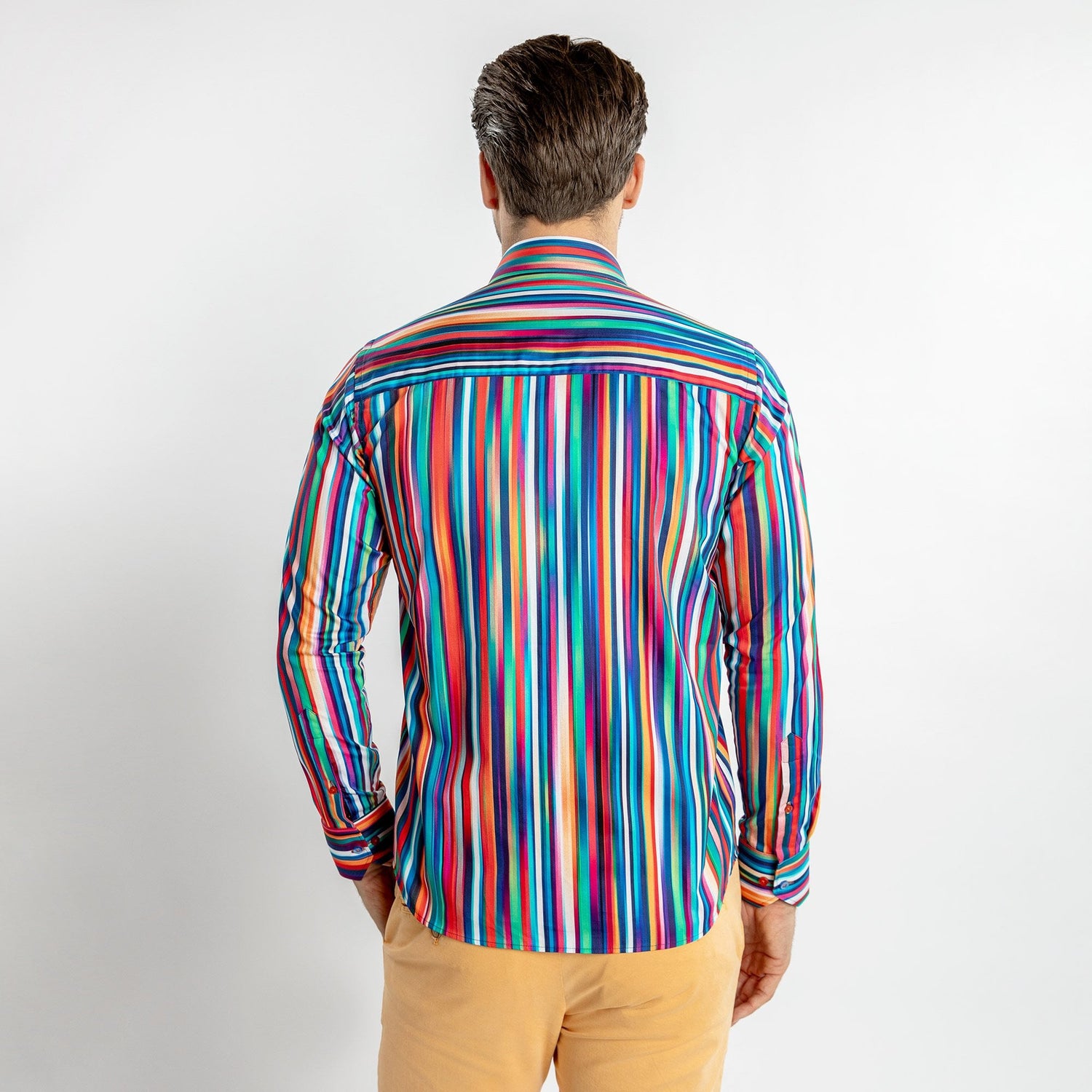 TECHNICOLOR STRIPE PRINT SHIRT