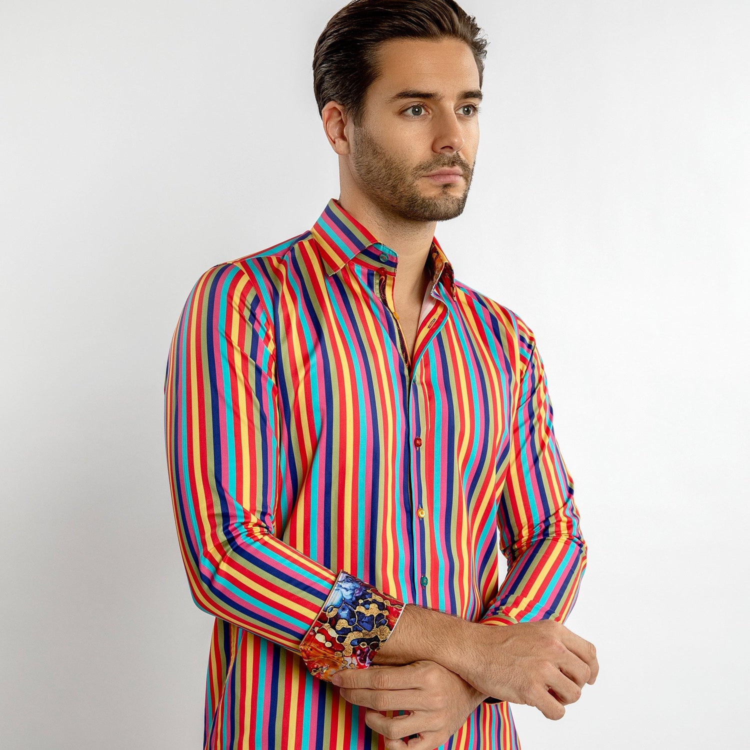 STRIPE MULTICOLOR PRINT SHIRT