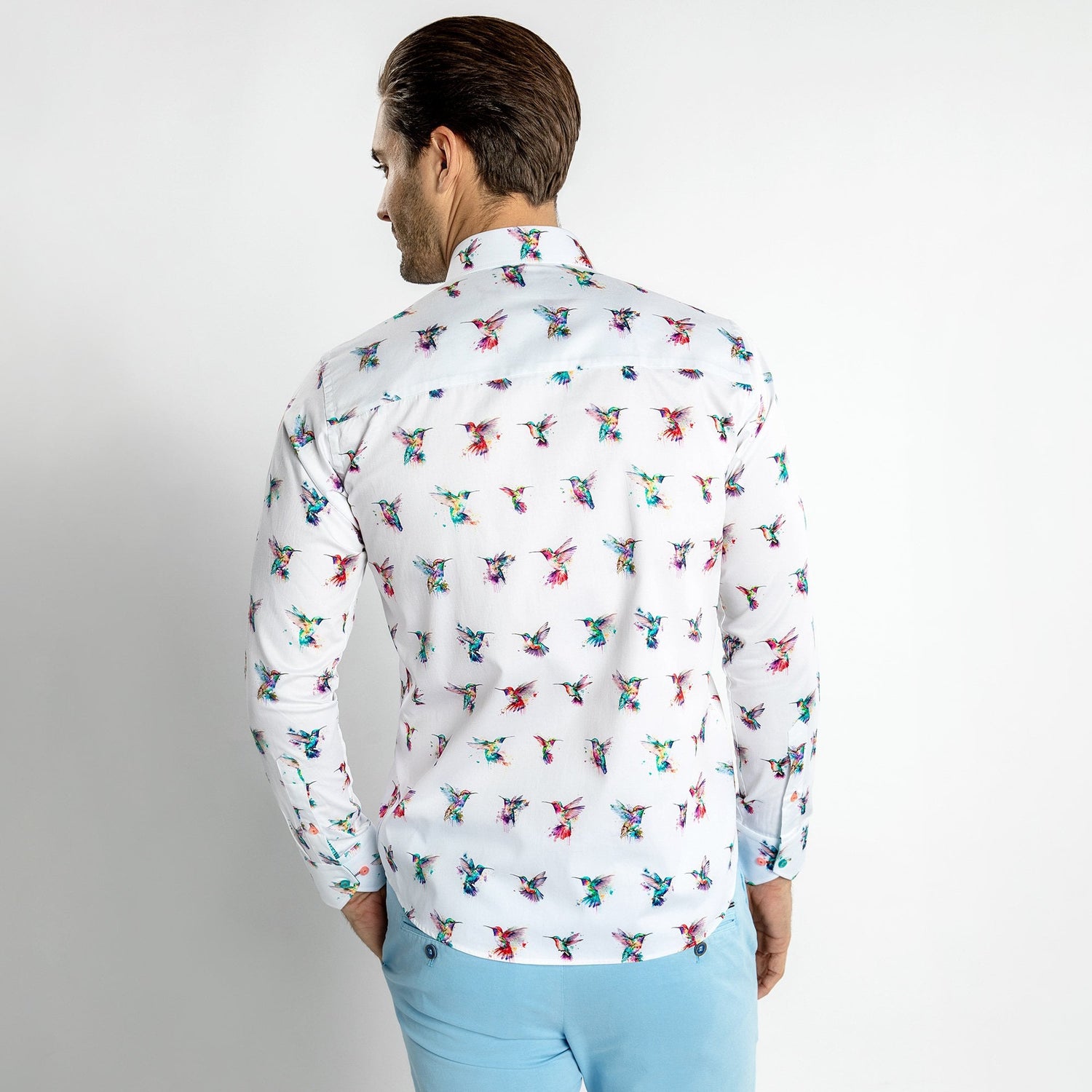 HUMMINGBIRD WATERCOLOUR PRINT SHIRT