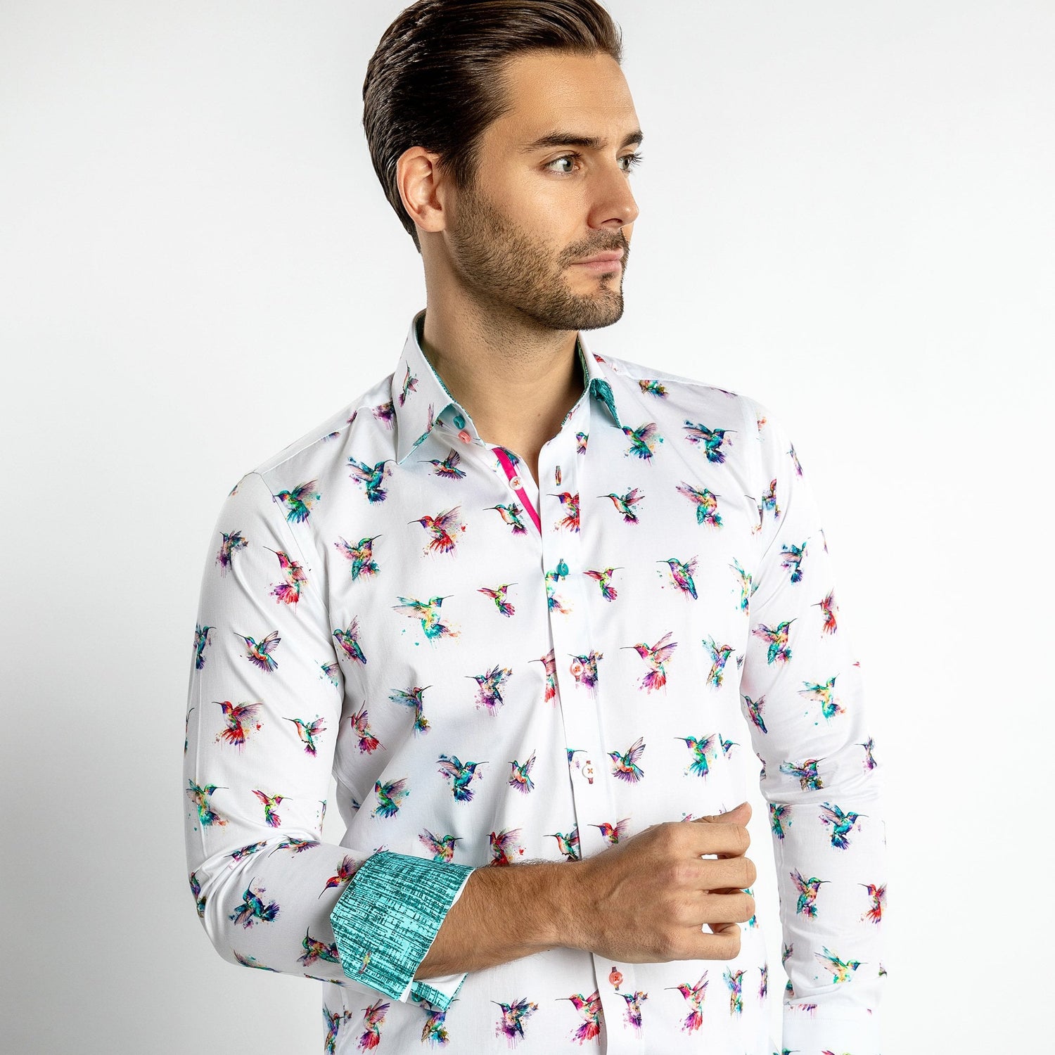 HUMMINGBIRD WATERCOLOUR PRINT SHIRT