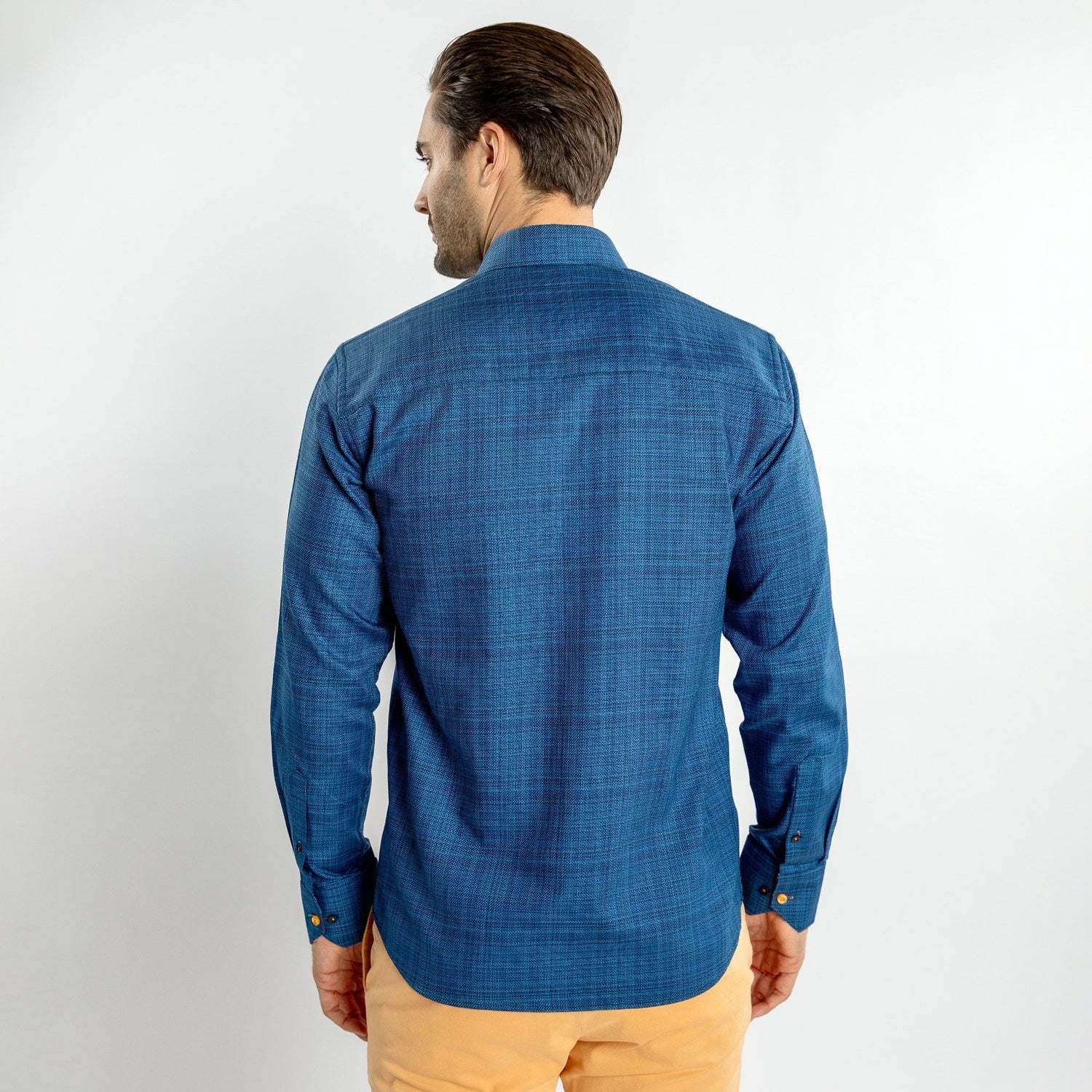 KNITTED  CLASSIC JACQUARD SHIRT WITH MULTICOLOURED STRIPE INSERT