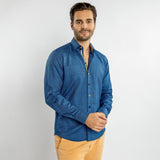 KNITTED  CLASSIC JACQUARD SHIRT WITH MULTICOLOURED STRIPE INSERT