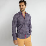 KNITTED  CLASSIC JACQUARD SHIRT WITH MULTICOLOURED STRIPE INSERT