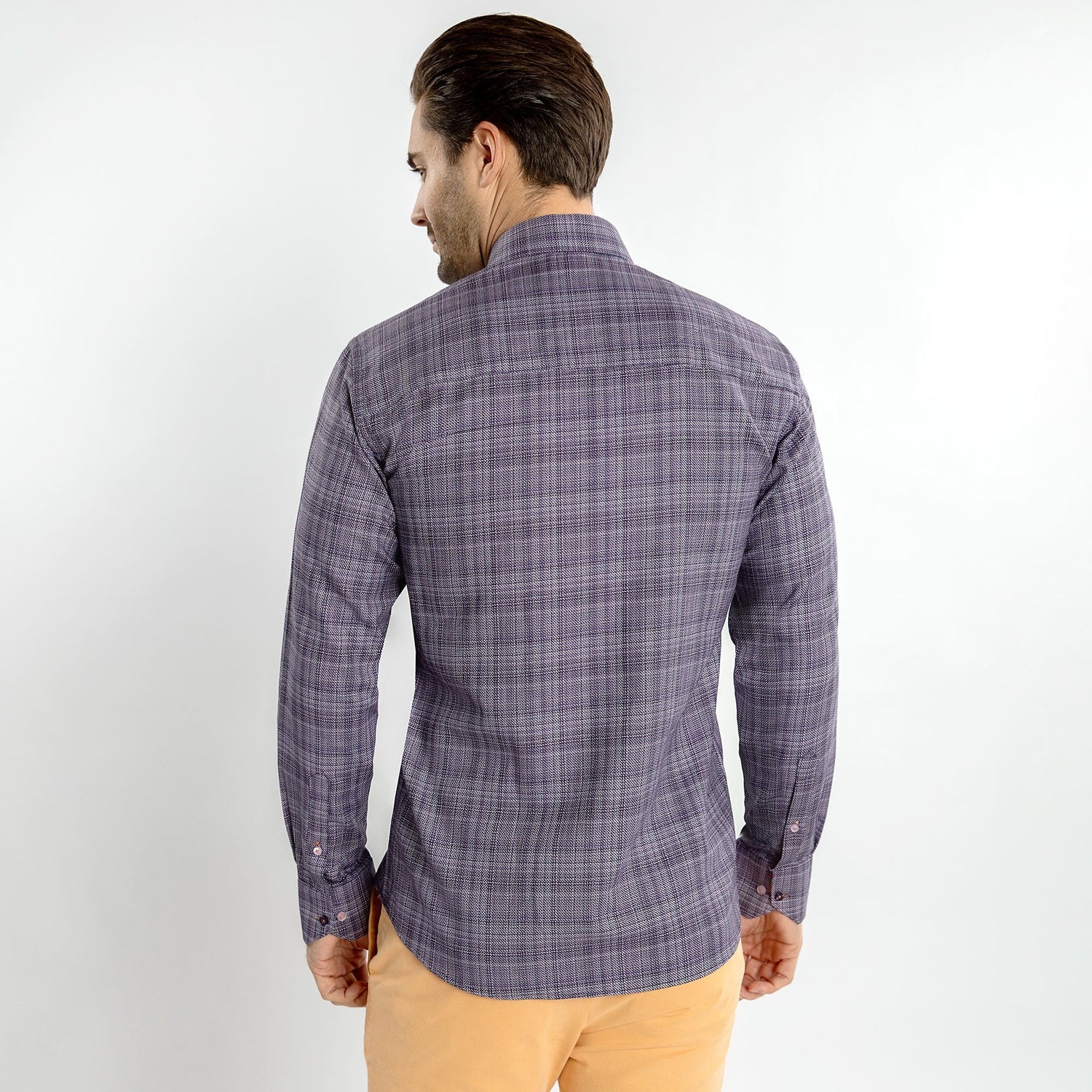 KNITTED  CLASSIC JACQUARD SHIRT WITH MULTICOLOURED STRIPE INSERT