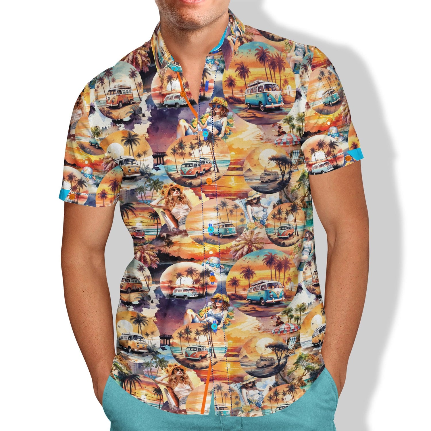 SUNSET COAST CRUISER PRINT SHORT SLEEVE SHIRT