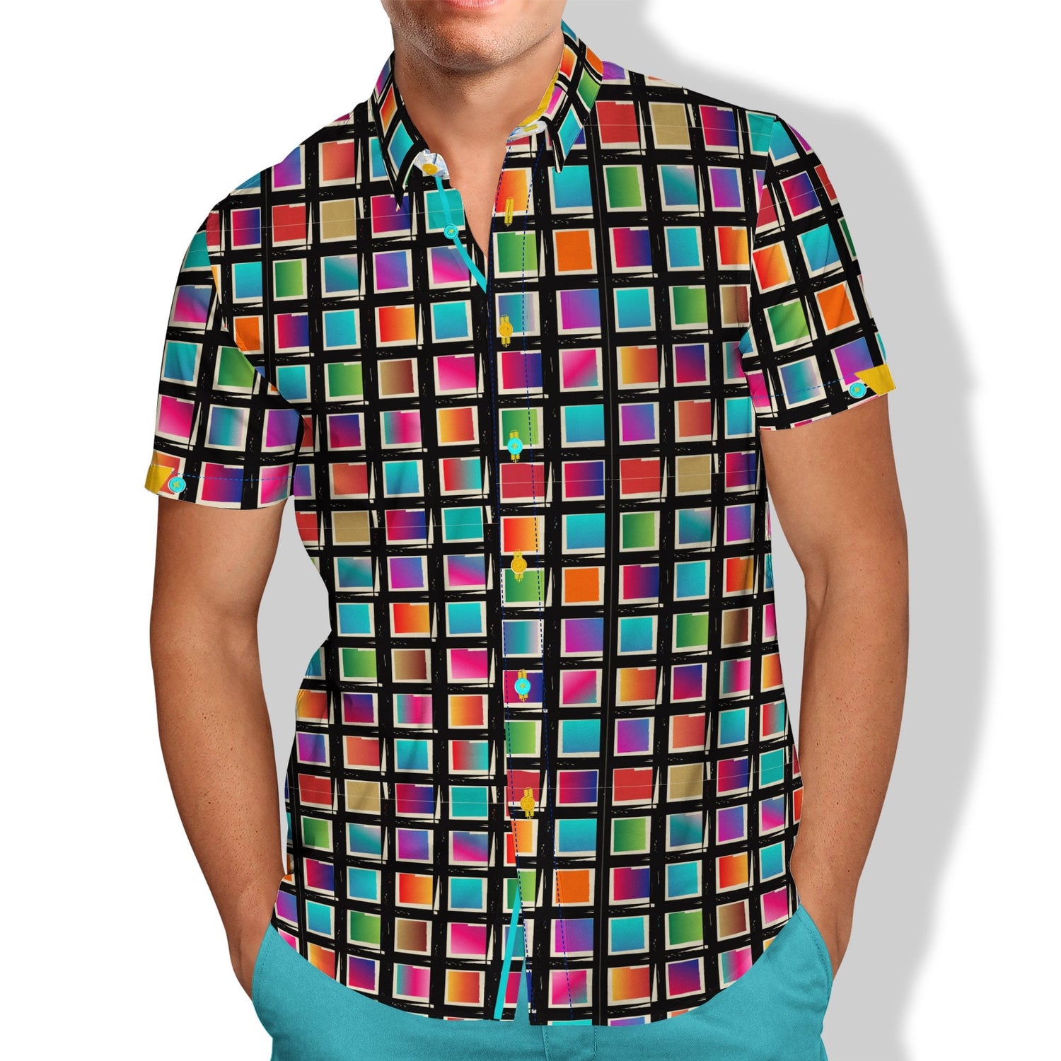 CHROMATIC MOSAIC PRINT SHORT SLEEVE SHIRT