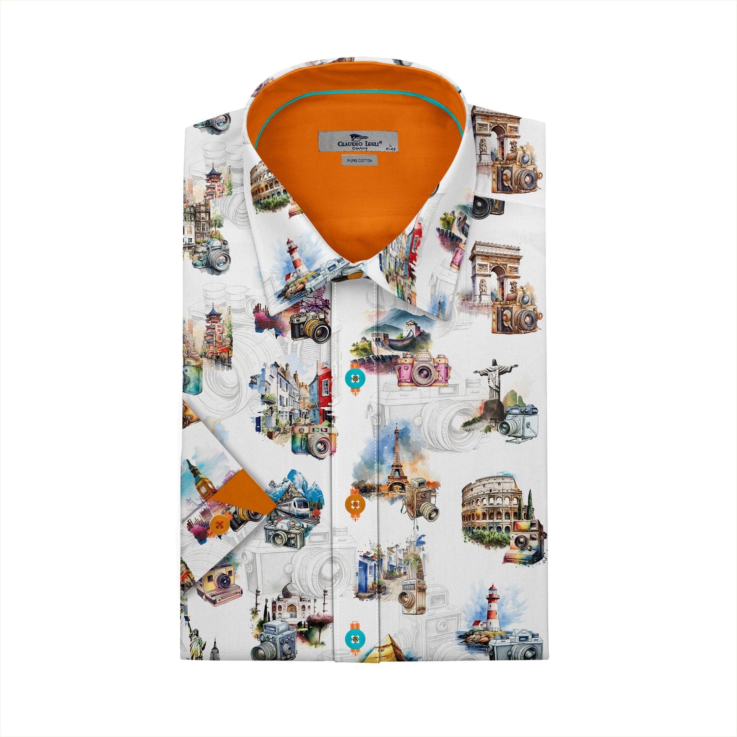 THE WORLD LENS CAMERA PRINT SHORT SLEEVE SHIRT