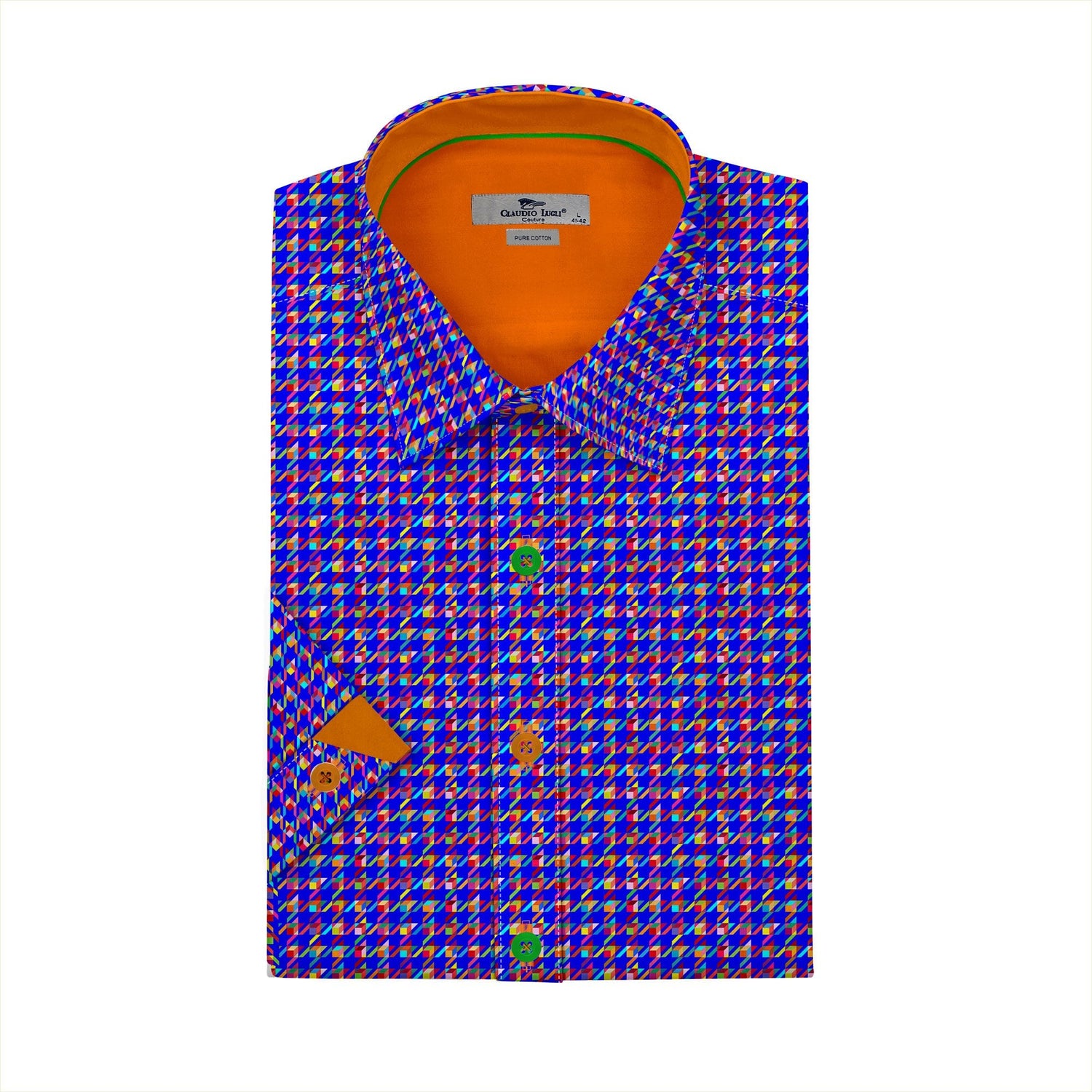 MULTICOLOR HOUNDSTOOTH PRINT SHORT SLEEVE SHIRT