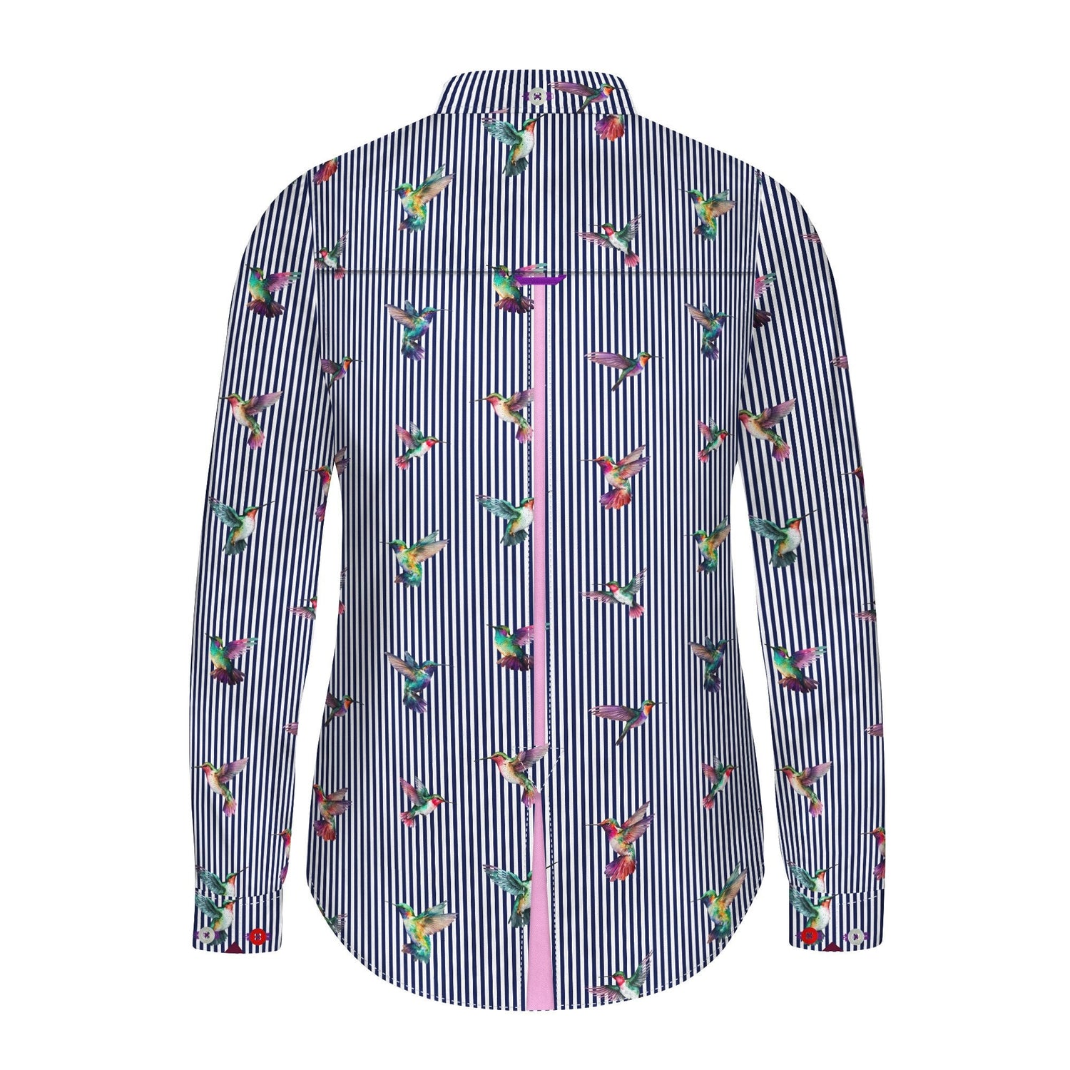 STRIPED HARMONY OF HUMMINGBIRDS WOMENS  PRINT SHIRT