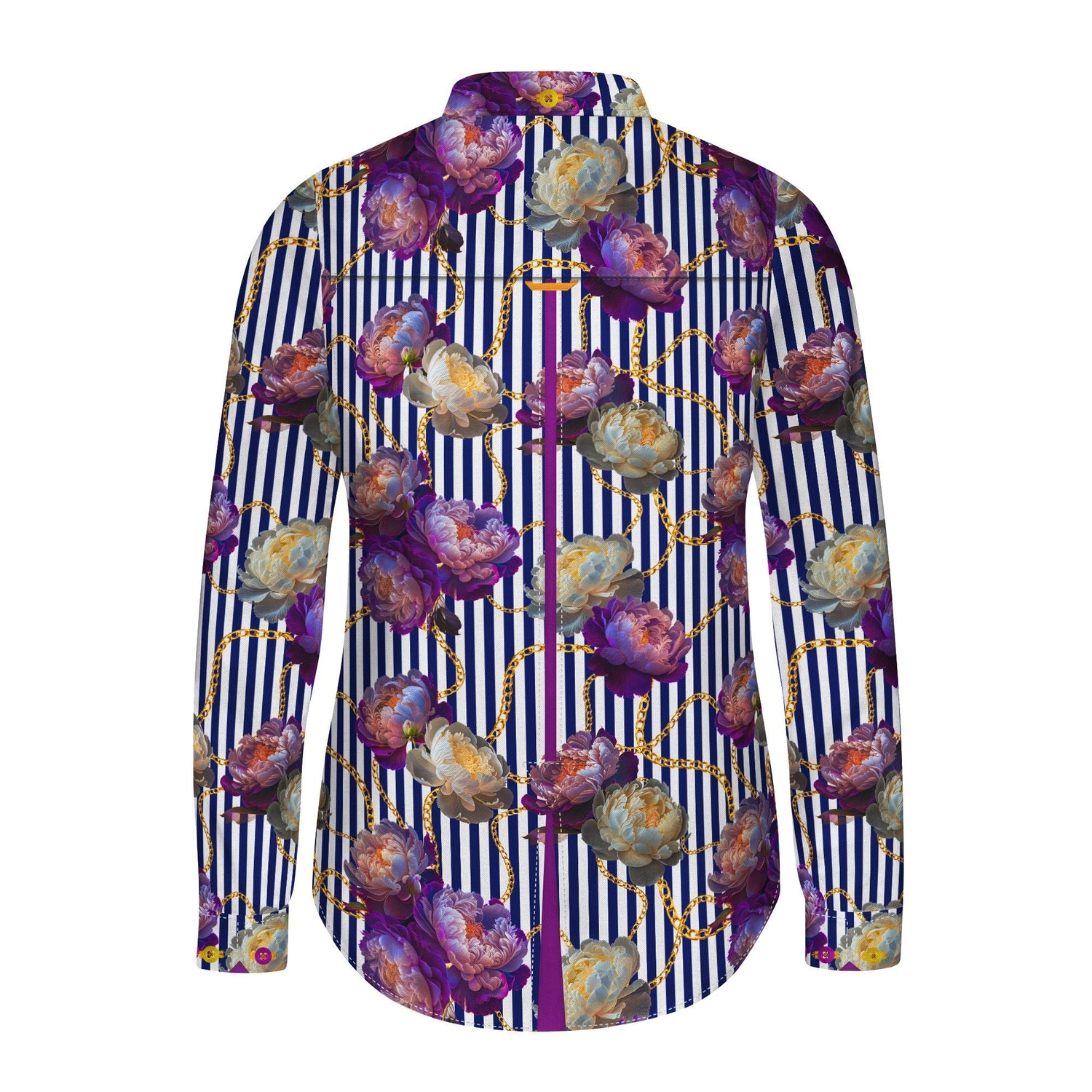 FLORAL ELEGANCE STRIPE & CHAIN WOMENS  PRINT SHIRT