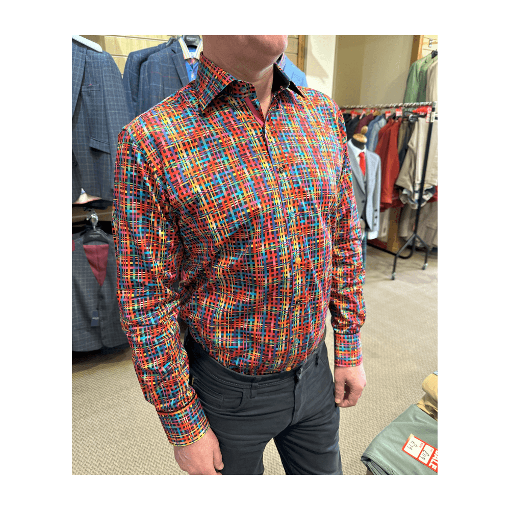 PRE-ORDER - BASKET WEAVE MULTICOLOURED PRINT SHIRT