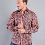 PRE-ORDER - BASKET WEAVE MULTICOLOURED PRINT SHIRT