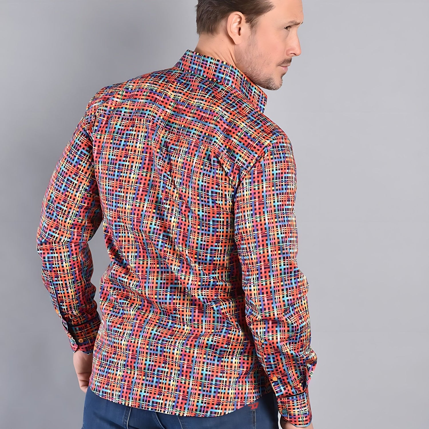 PRE-ORDER - BASKET WEAVE MULTICOLOURED PRINT SHIRT