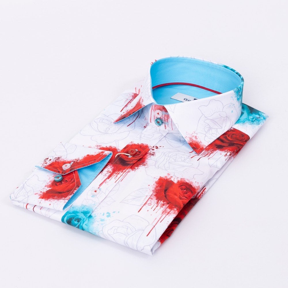 VIVID BLEEDING BLOOMS PRINT SHIRT