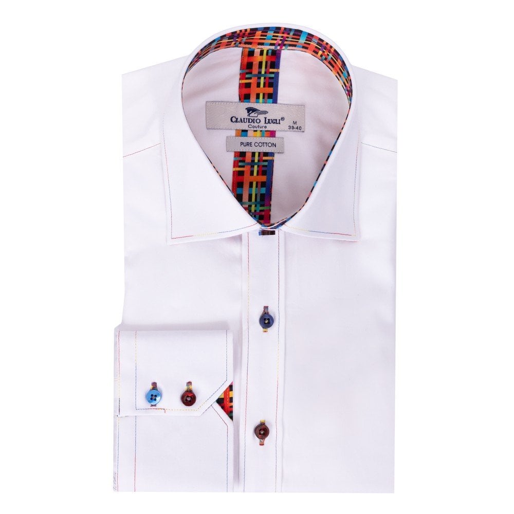 CLASSIC SHIRT WITH MULTI COLOURED WAFFLE INSERT