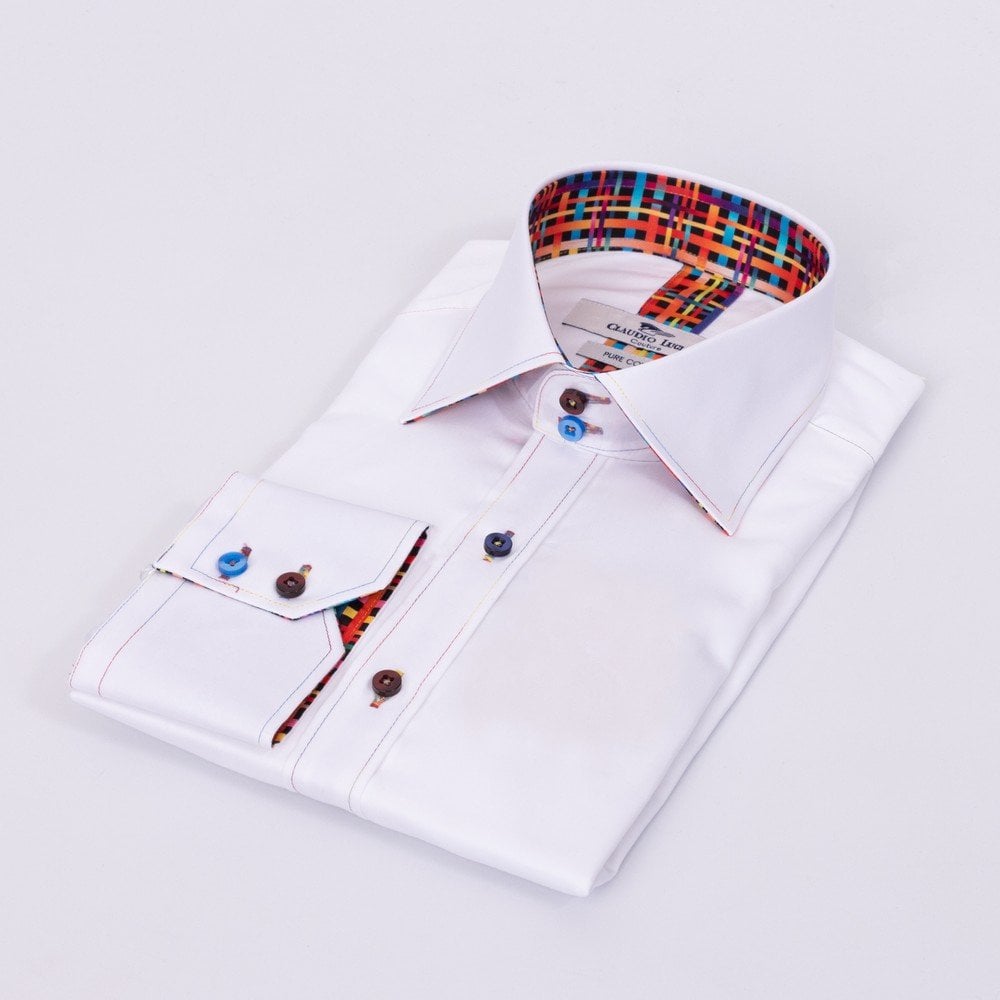 CLASSIC SHIRT WITH MULTI COLOURED WAFFLE INSERT