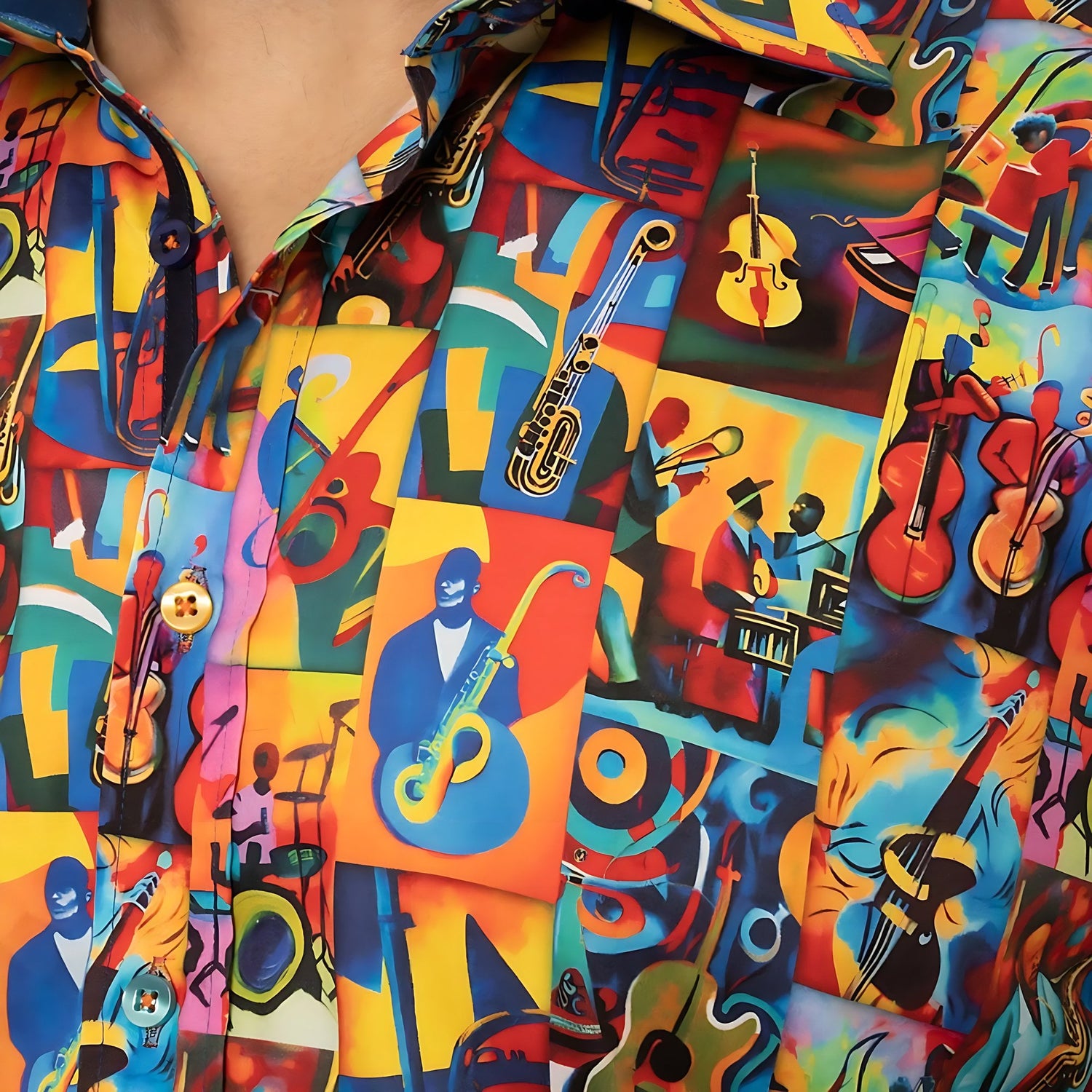 JAZZ MUSIC CUBISM ART PRINT SHIRT