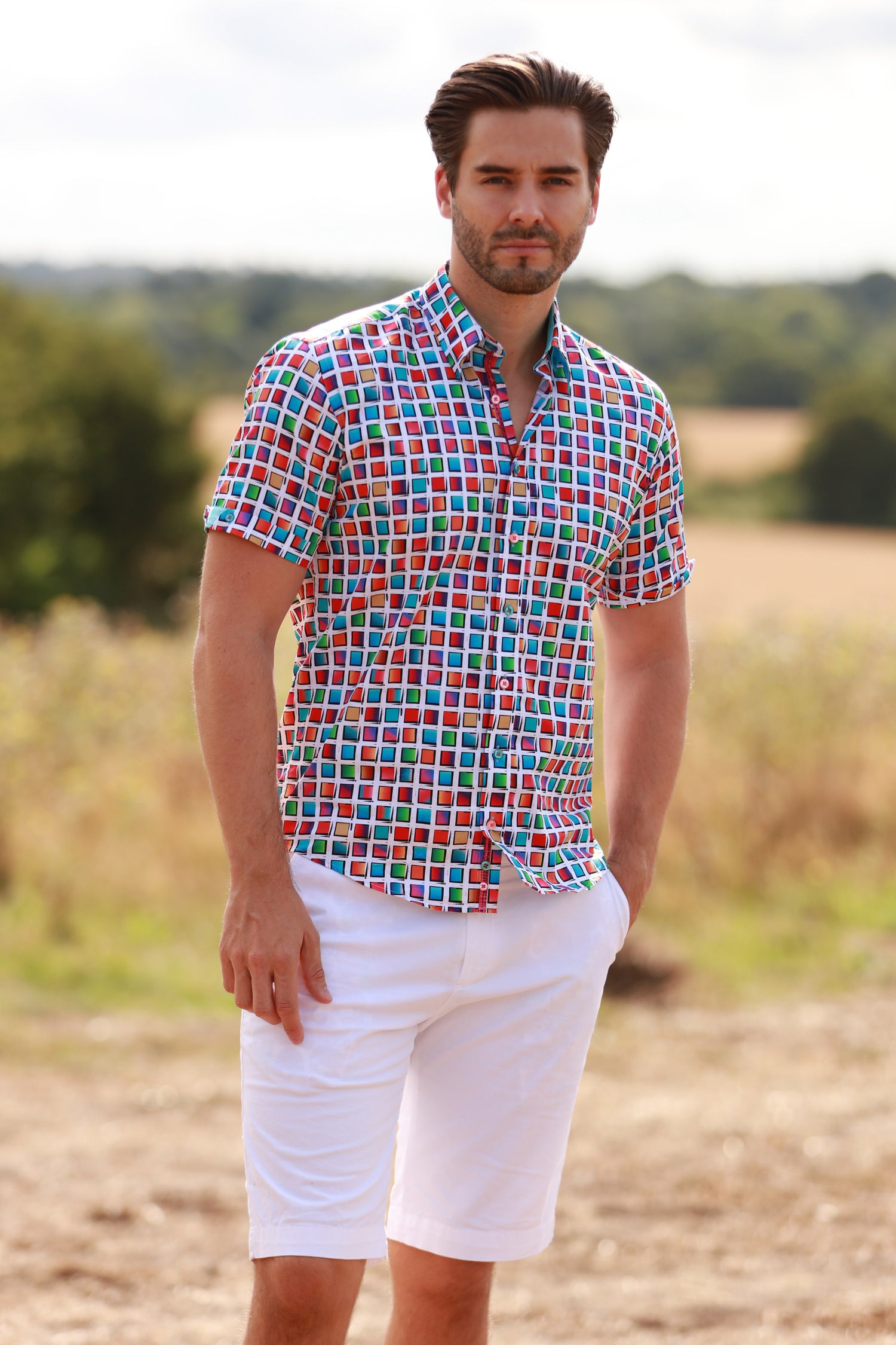 CHROMATIC MOSAIC PRINT SHORT SLEEVE SHIRT