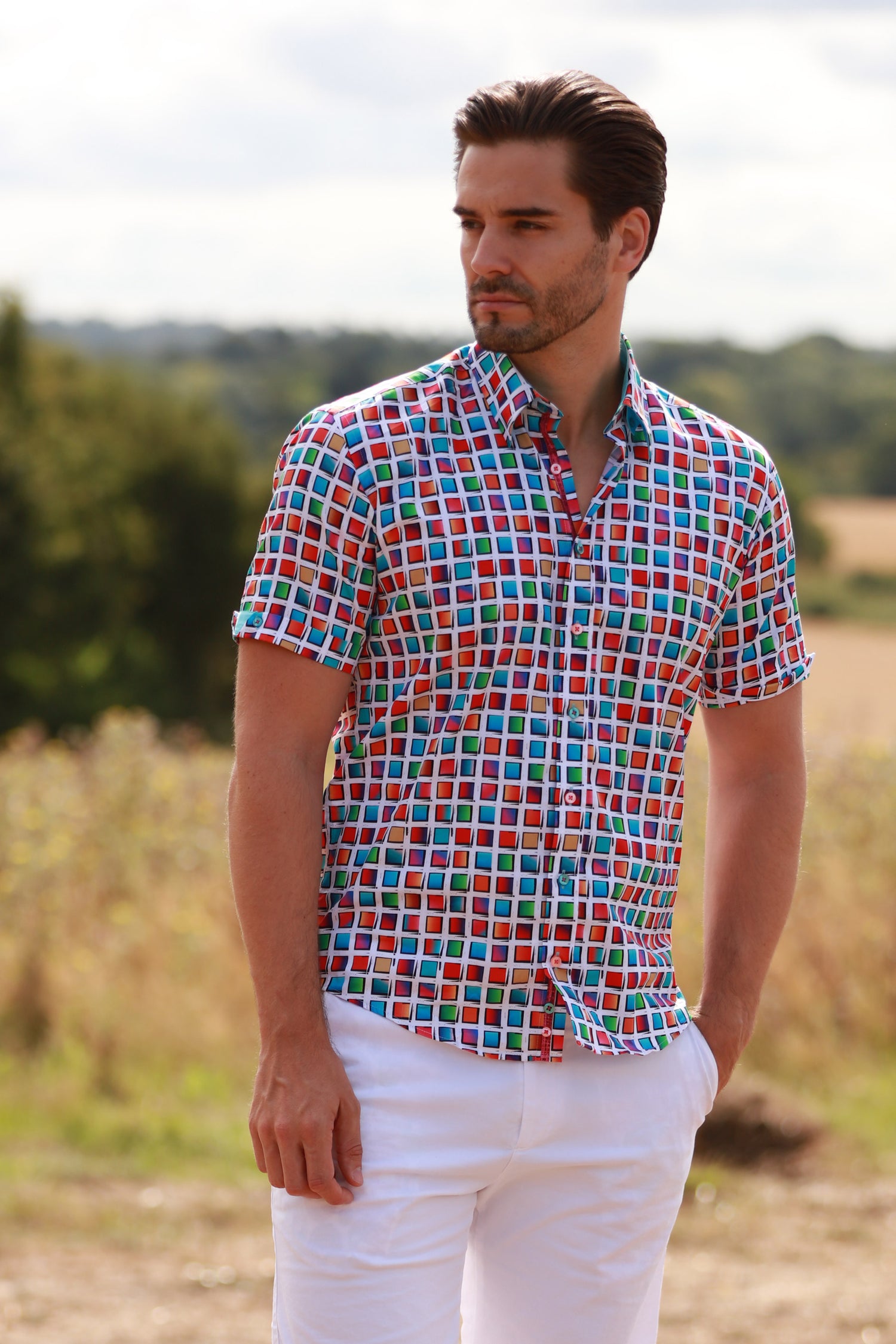 CHROMATIC MOSAIC PRINT SHORT SLEEVE SHIRT