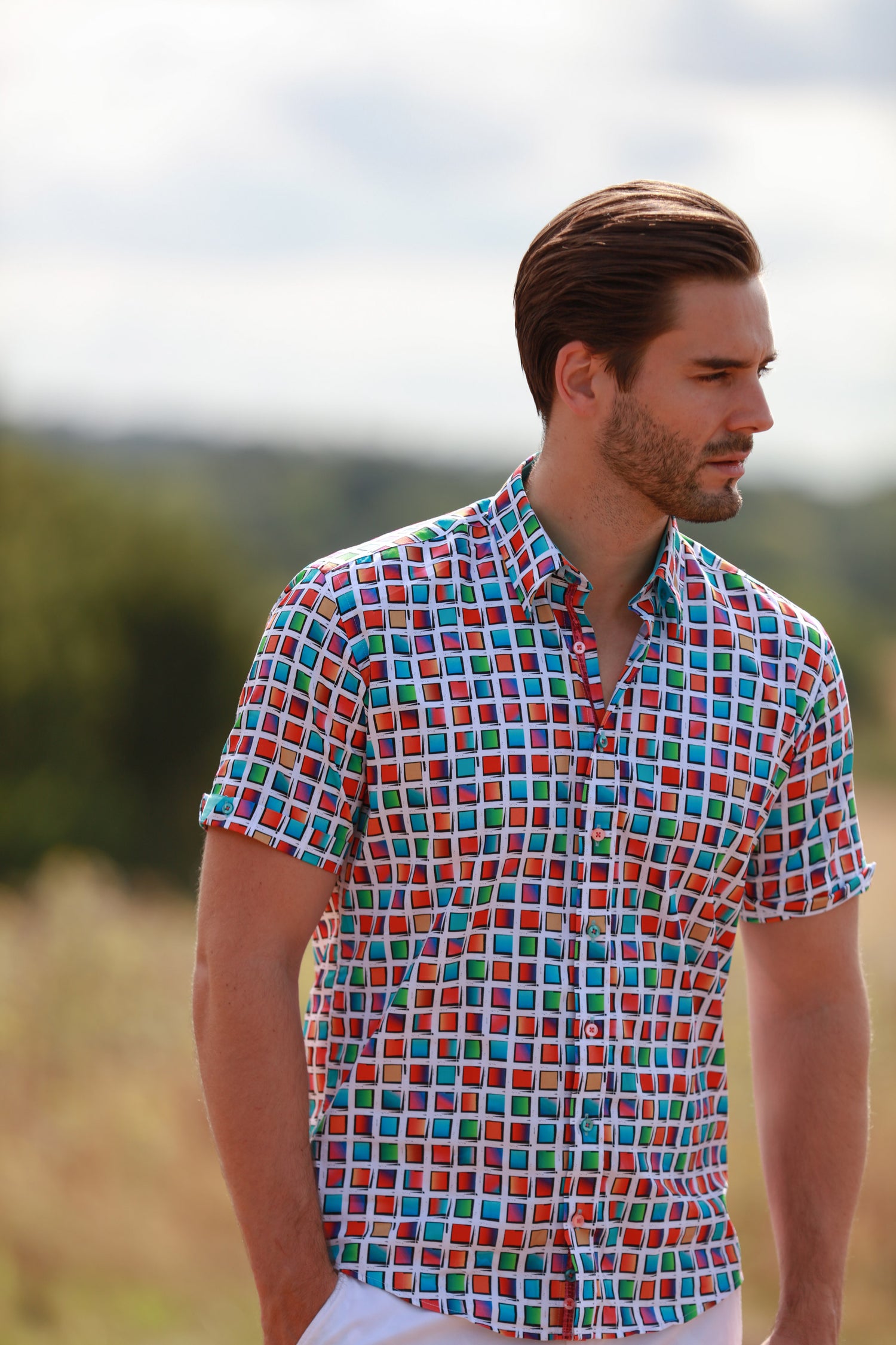 CHROMATIC MOSAIC PRINT SHORT SLEEVE SHIRT