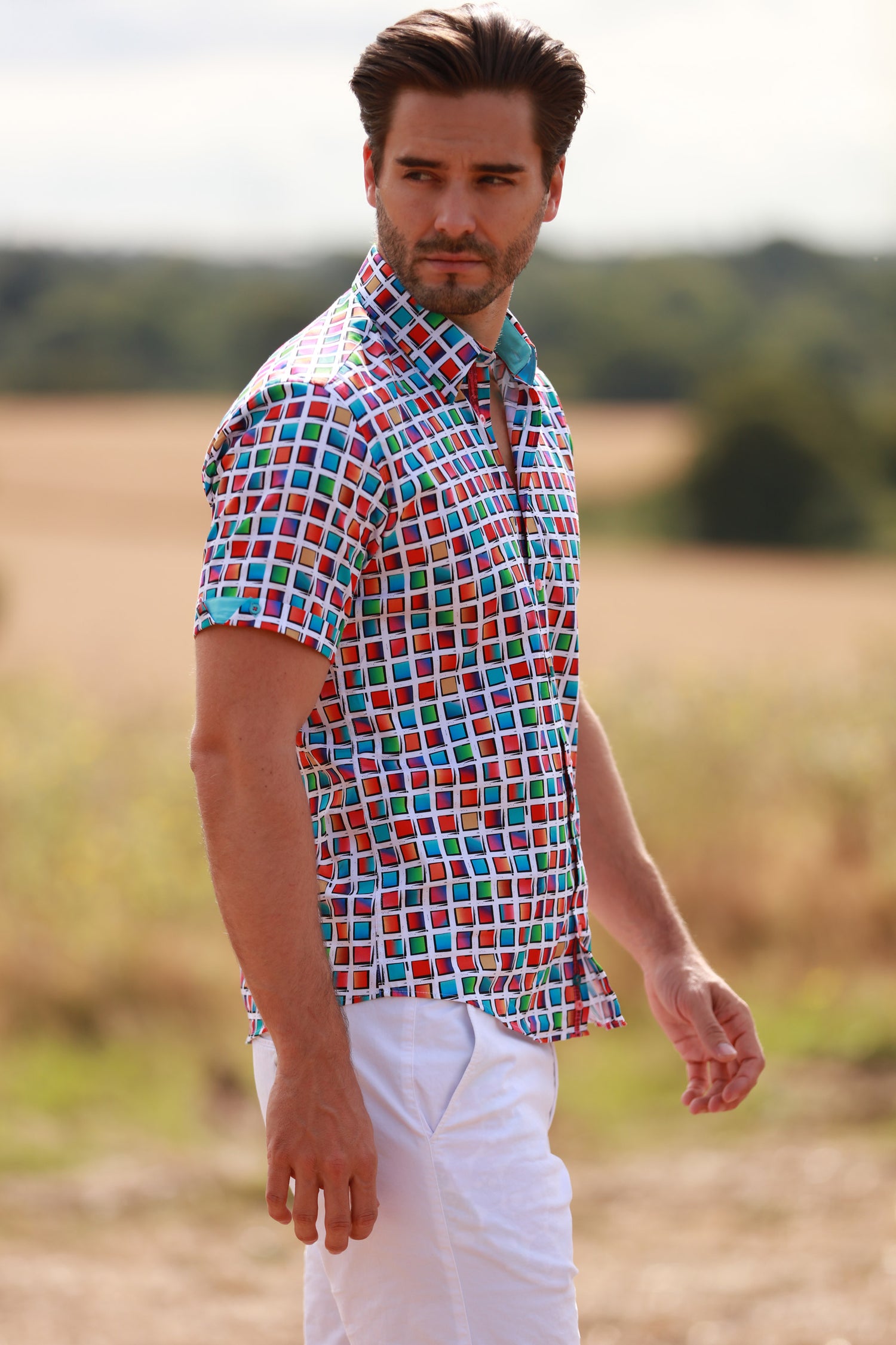 CHROMATIC MOSAIC PRINT SHORT SLEEVE SHIRT