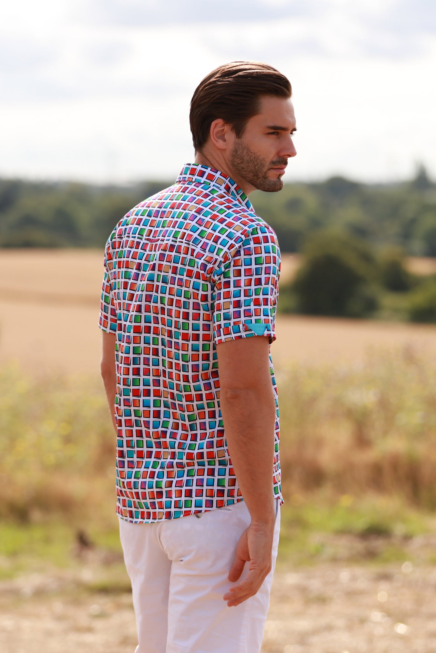 CHROMATIC MOSAIC PRINT SHORT SLEEVE SHIRT