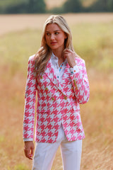 CANDY CRUSH HOUNDSTOOTH DOUBLE BREASTED PRINTED WOMENS JACKET