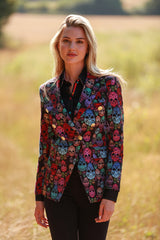 MULTICOLOUR SKULLS DOUBLE BREASTED PRINTED WOMENS JACKET