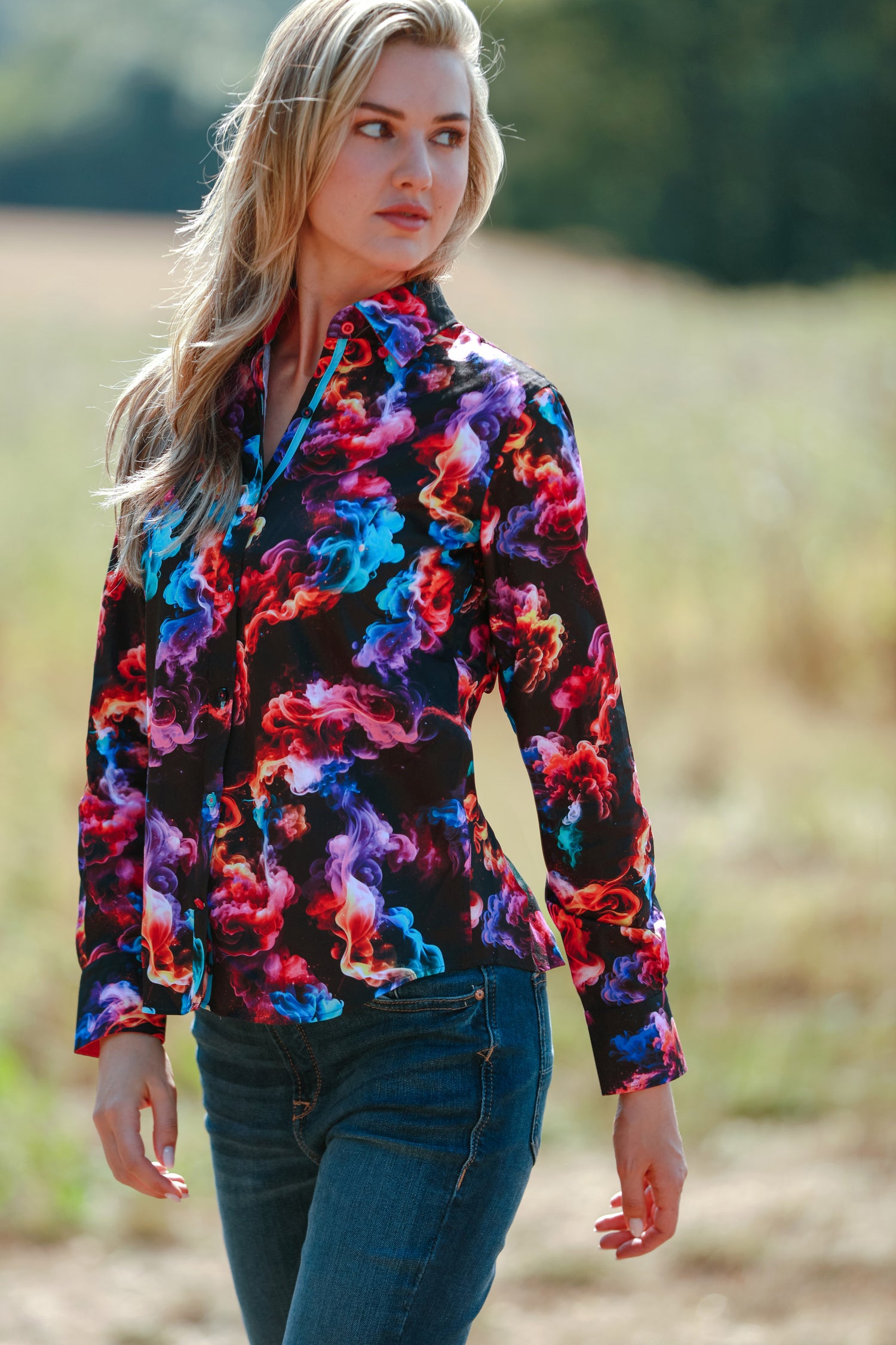 MULTICOLOUR SMOKE WOMENS PRINT SHIRT