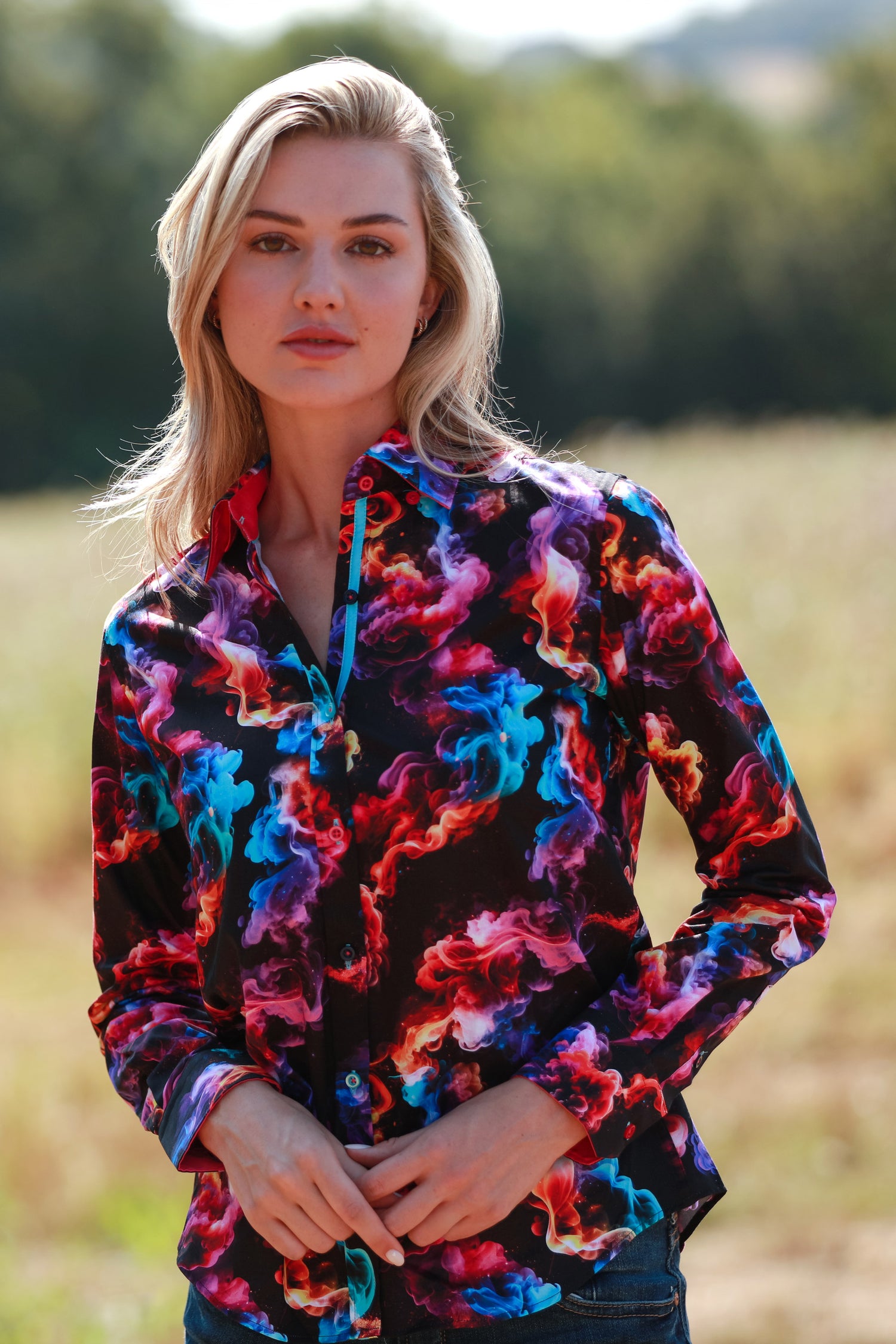 MULTICOLOUR SMOKE WOMENS PRINT SHIRT