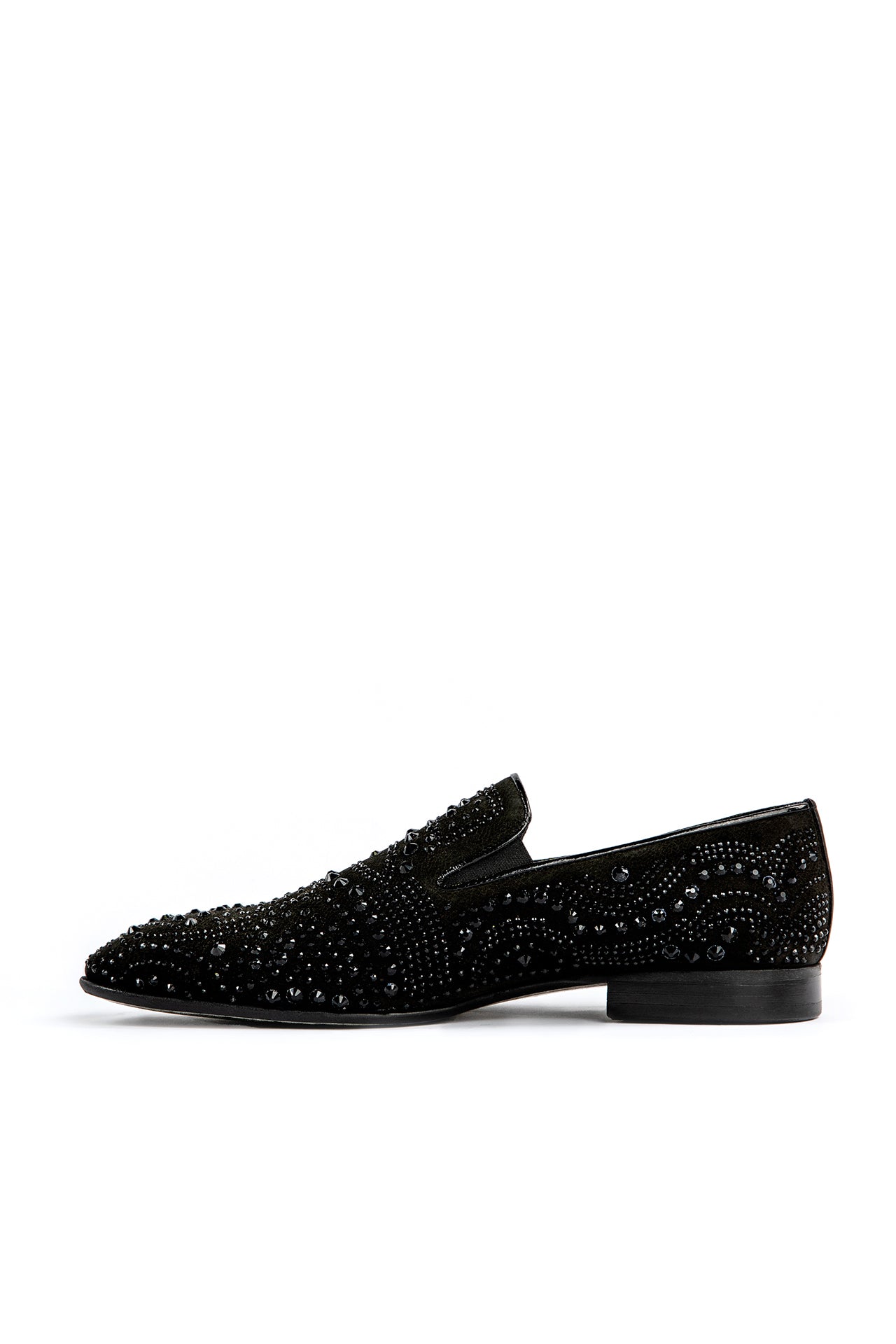 BLACK STONE ENCRUSTED EVENING SHOE