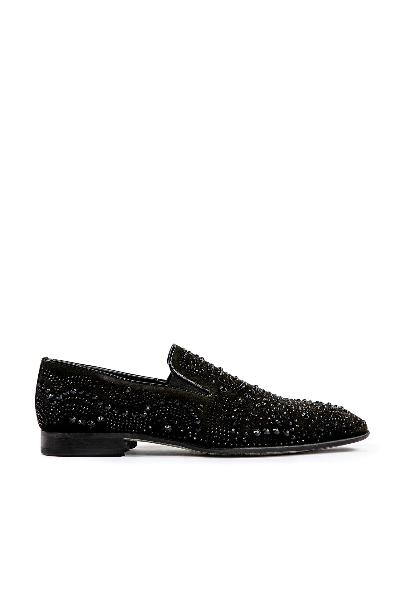 BLACK STONE ENCRUSTED EVENING SHOE