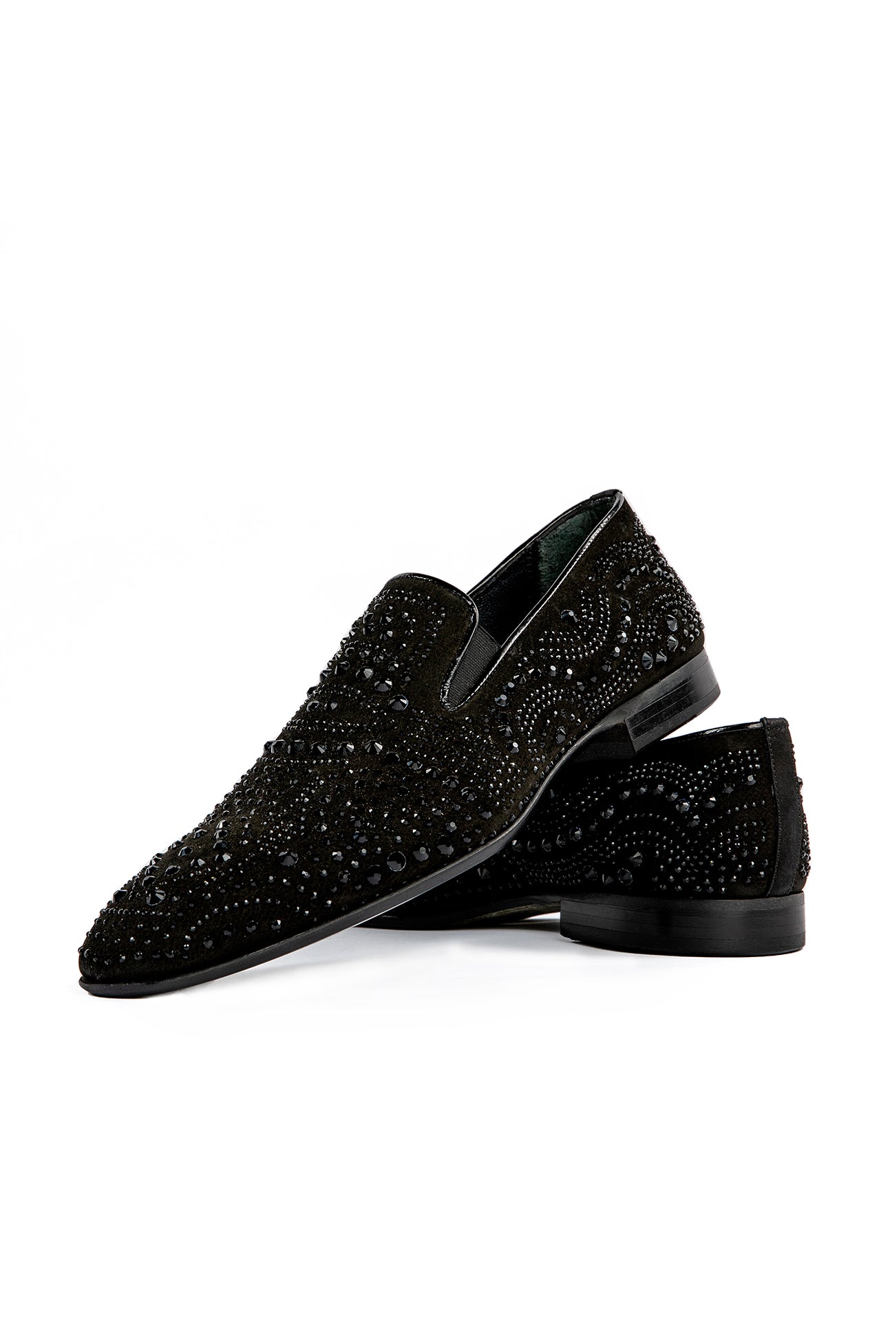 BLACK STONE ENCRUSTED EVENING SHOE