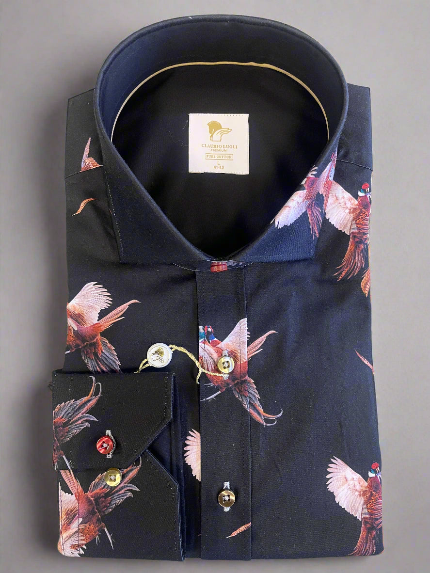 COURTSHIP PHEASANTS PRINT SHIRT