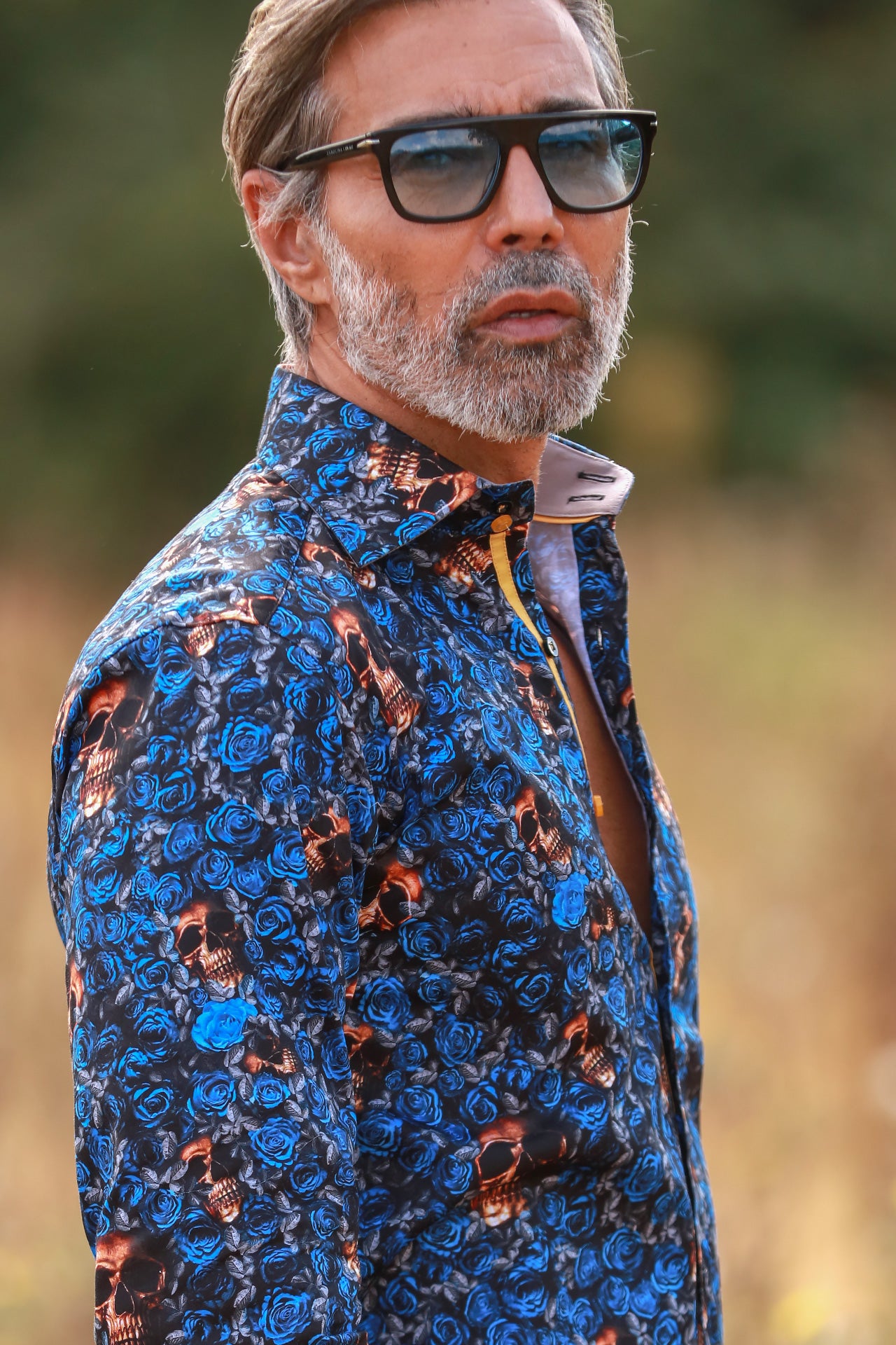 ROSE GOLD SKULL AND FLORAL PRINT SHIRT