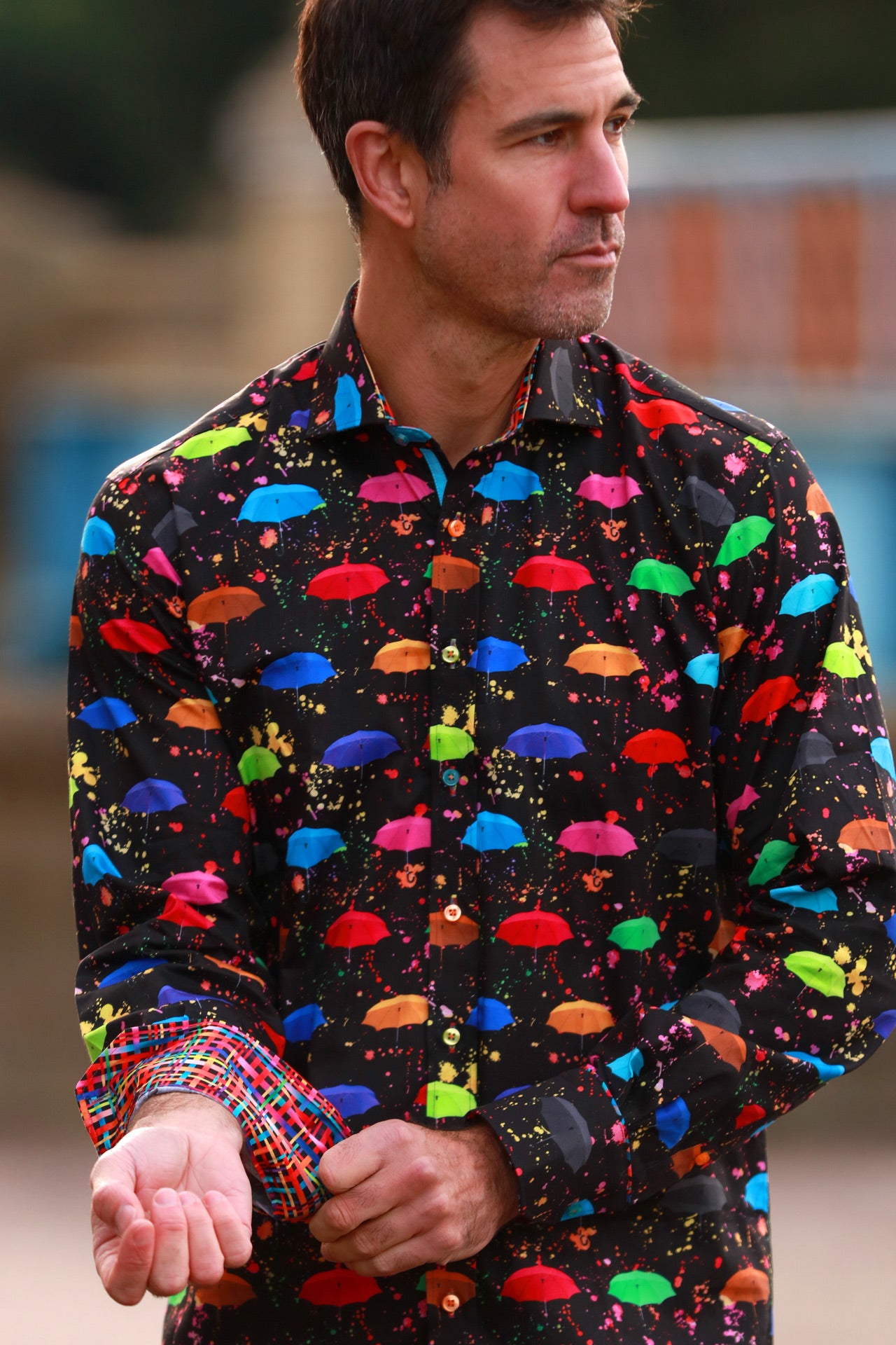 UMBRELLA PAINT SPLASH PRINT SHIRT