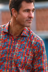 BASKET WEAVE MULTICOLOURED PRINT SHIRT