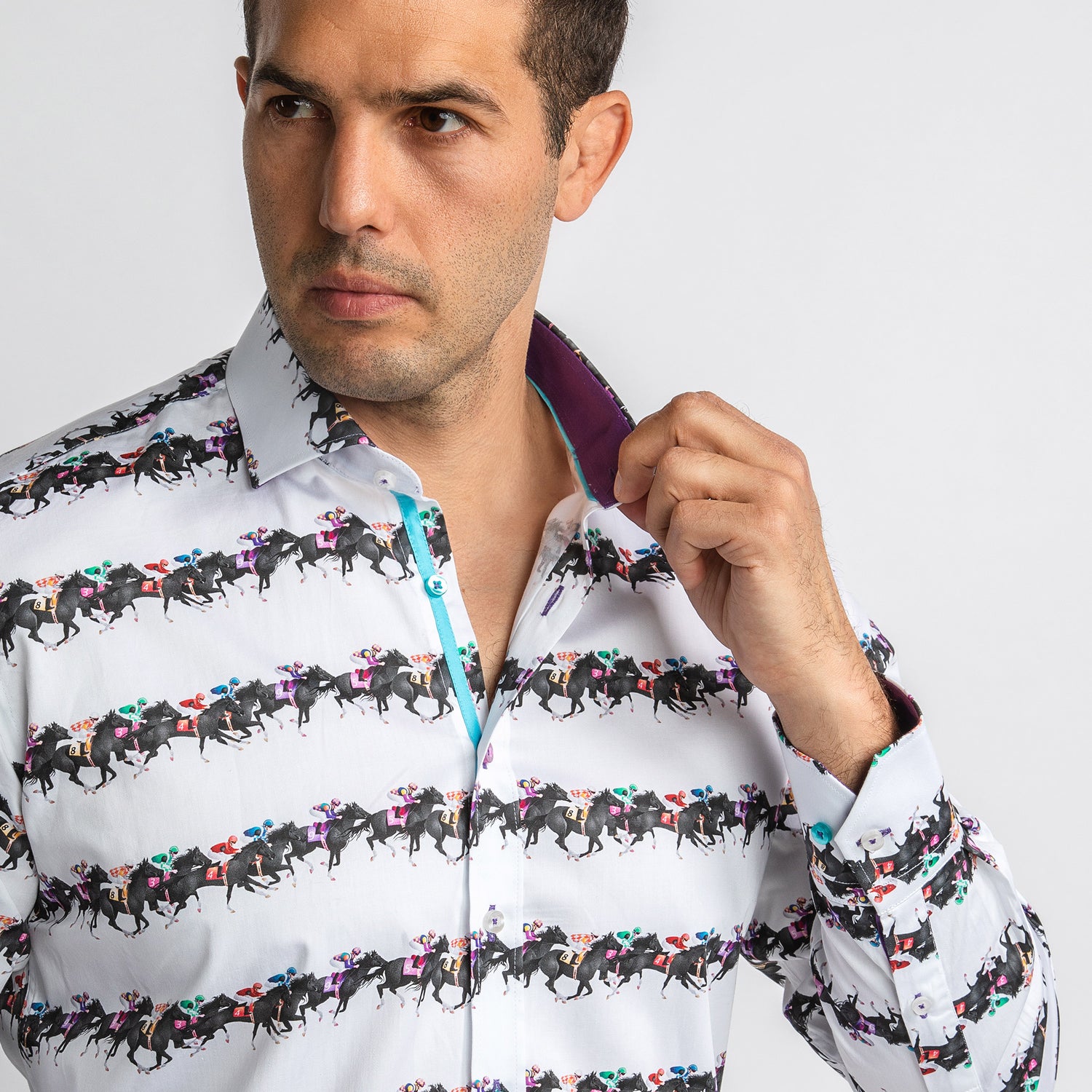 DERBY HORSE RACE PRINT SHIRT