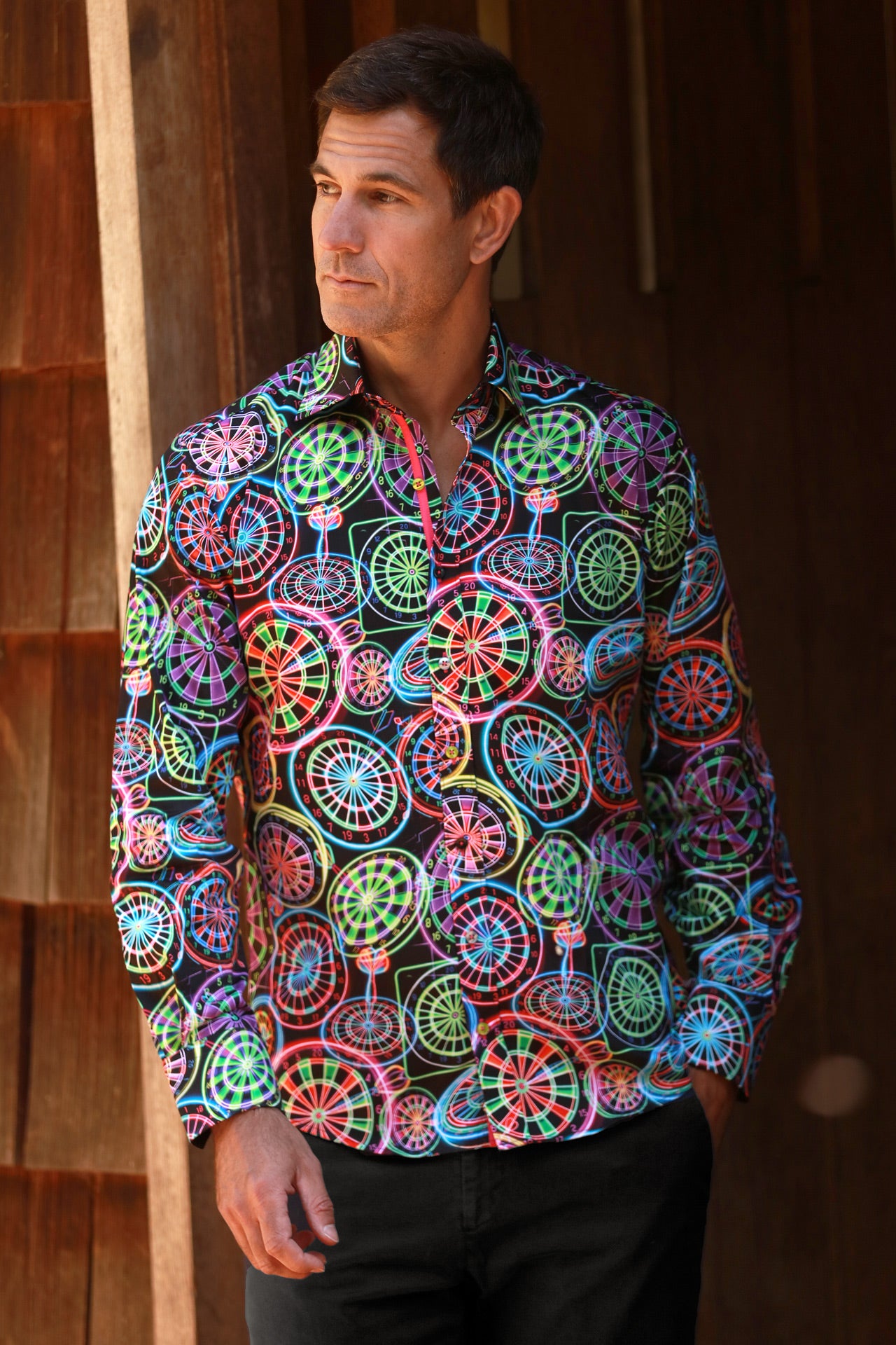 NEON DARTBOARD PRINT SHIRT