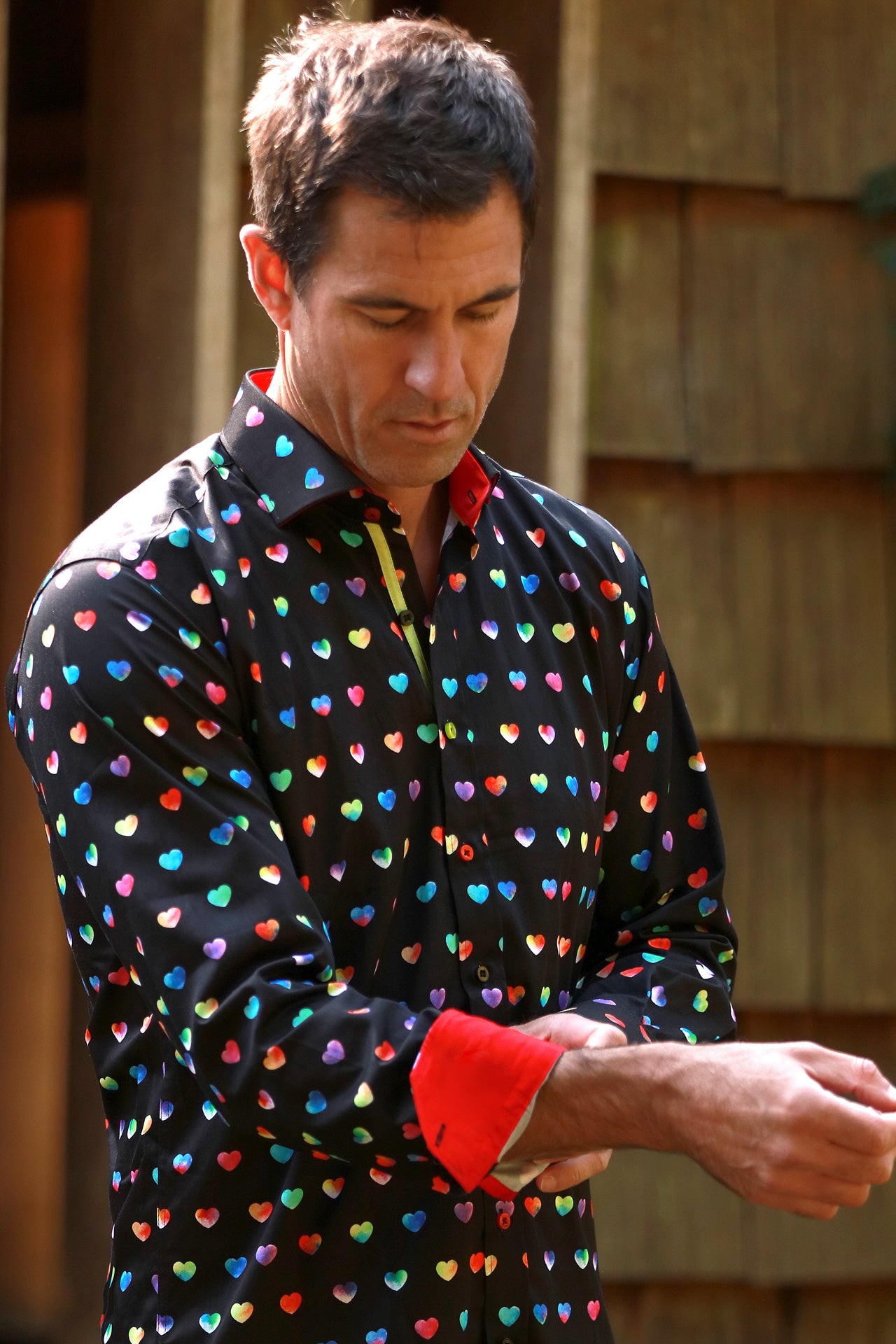 MULTICOLOUR HEARTS PRINT SHIRT