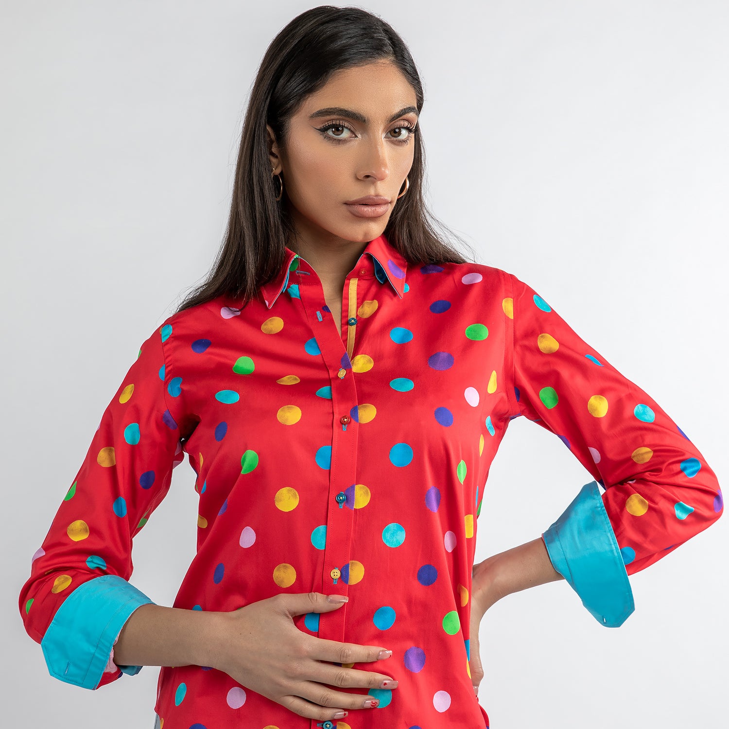 MULTICOLOUR POLKADOT WOMENS PRINT SHIRT