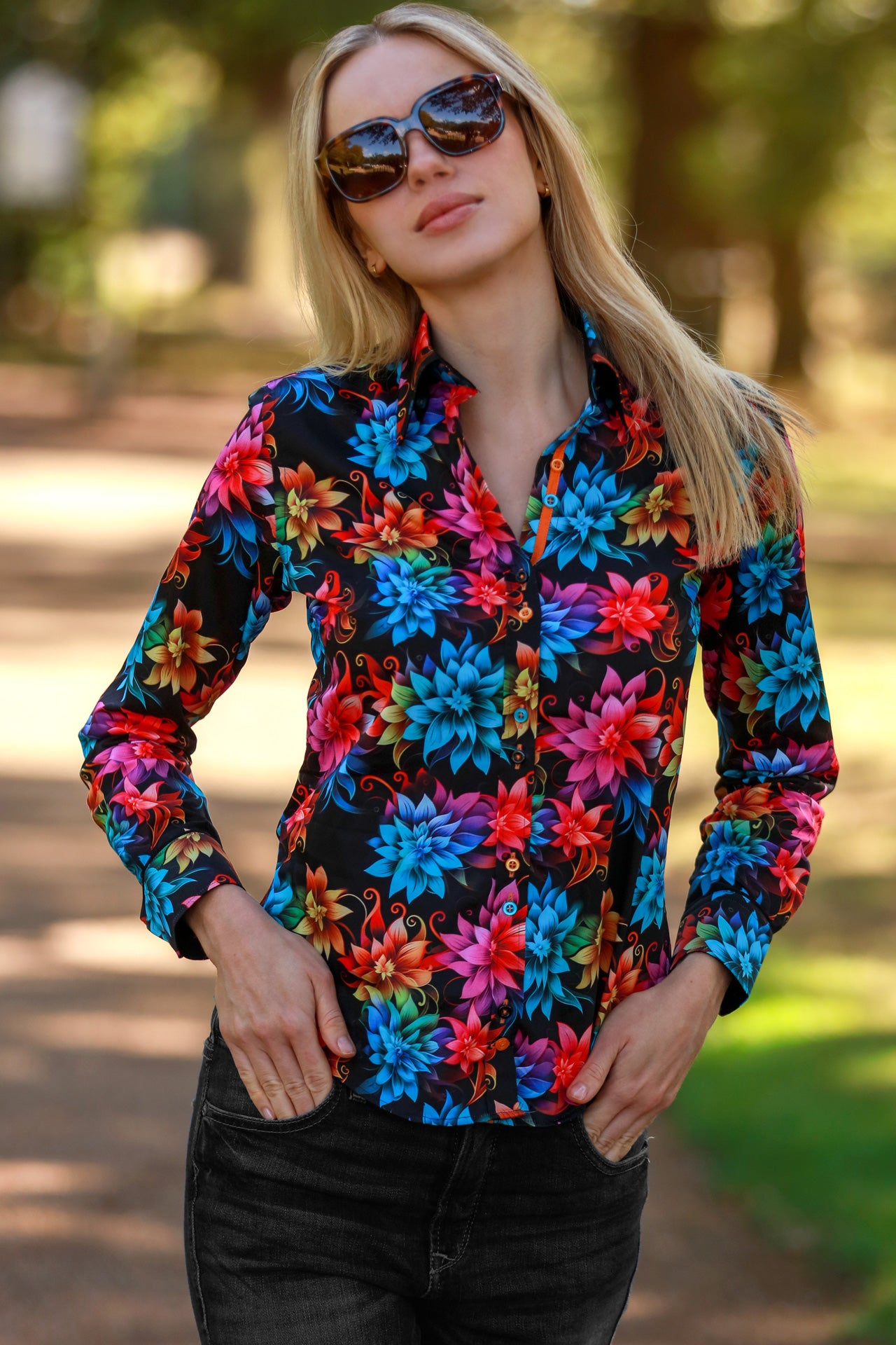 DIGITAL FLORALS WOMENS PRINT SHIRT