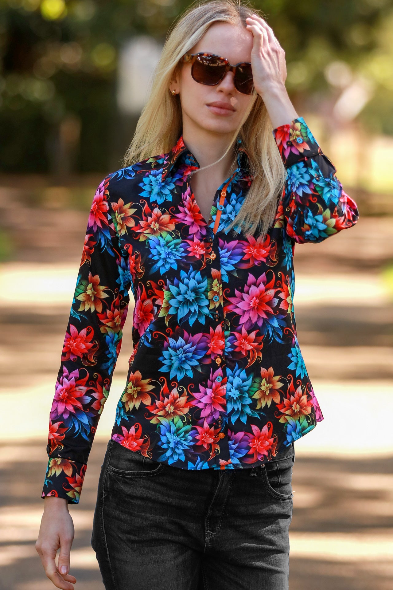 DIGITAL FLORALS WOMENS PRINT SHIRT