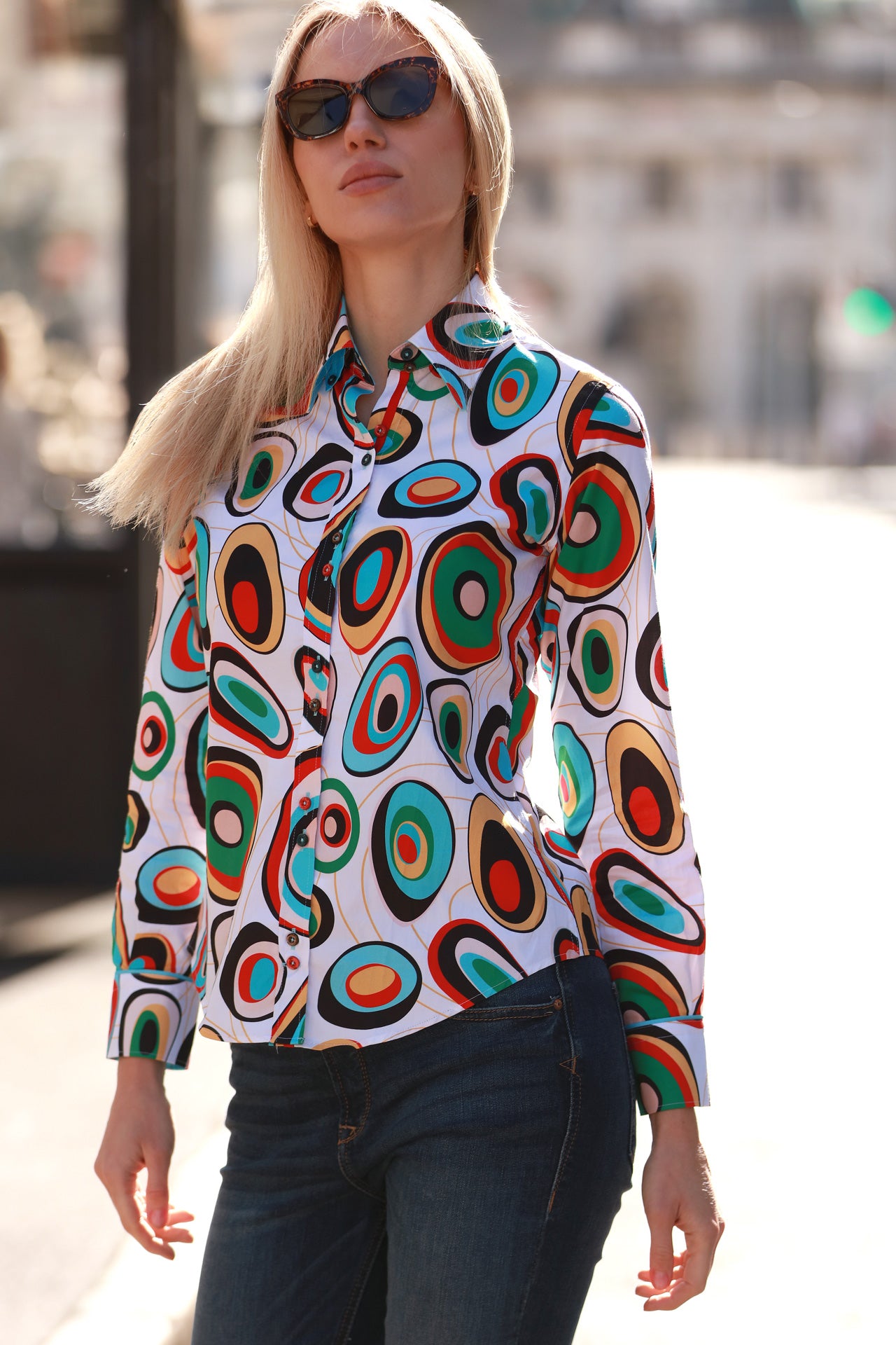 ABSTRACT SWIRL WOMENS PRINT SHIRT