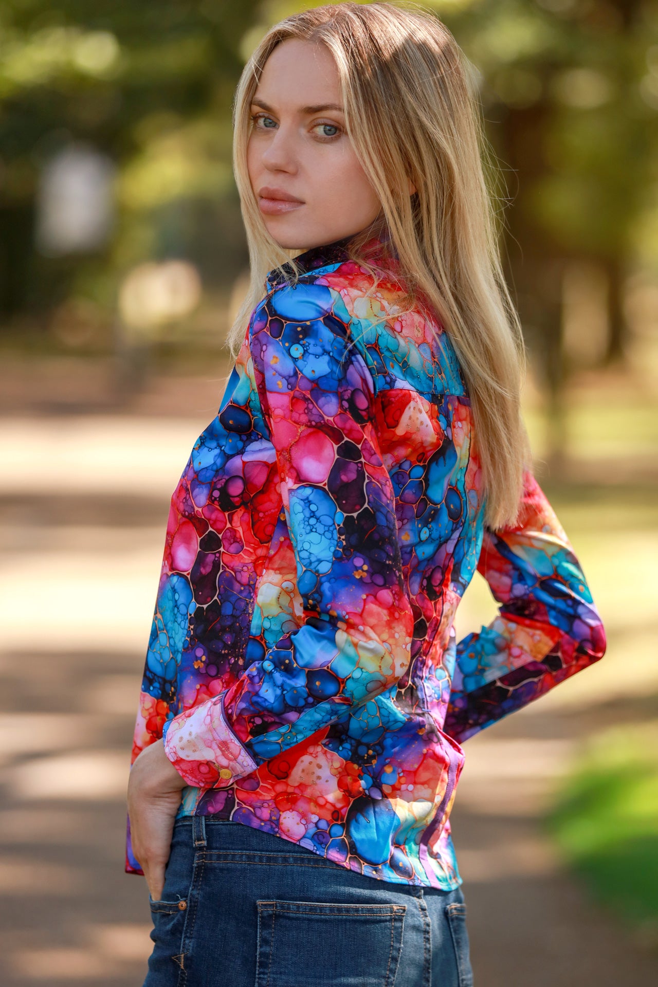 PSYCHEDELIC BUBBLES WOMENS PRINT SHIRT