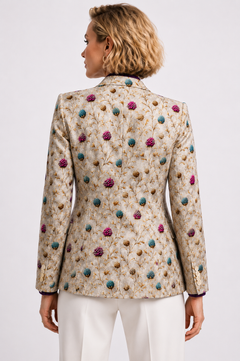 Highland Jewel Thistle Print Blazer – back view showing the full thistle pattern