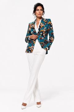 Alternative view of the Aqua Enchanted Garden print blazer