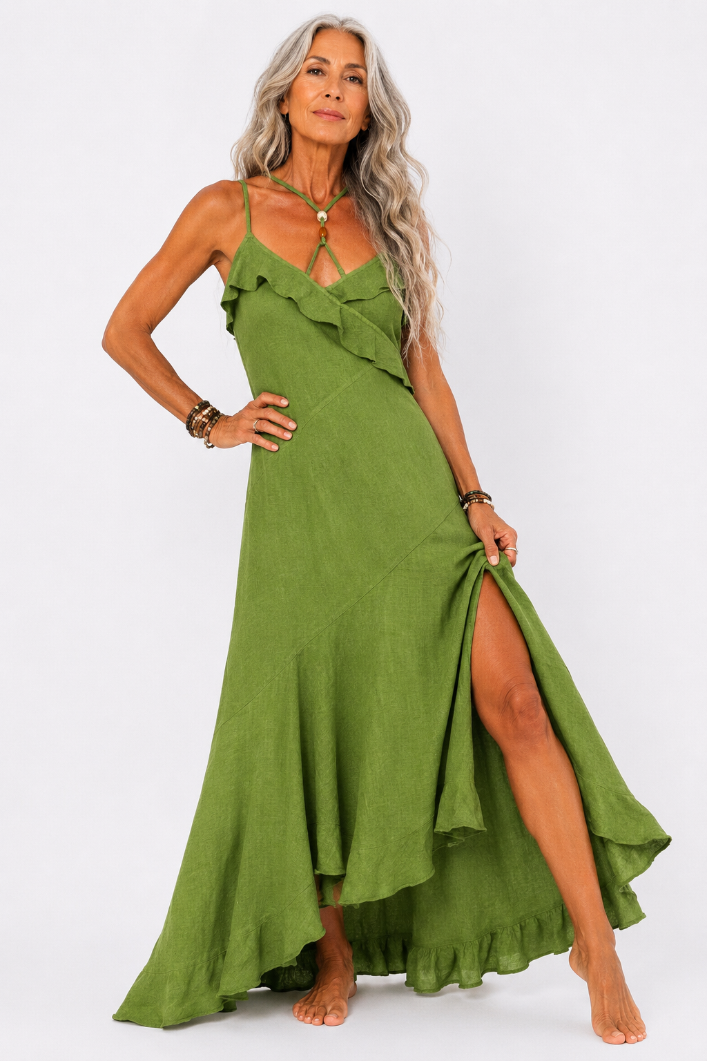LINEN SLIT DRESS