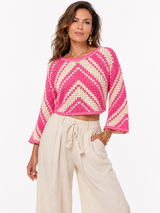 GEOMETRIC STRIPE ACRYLIC KNIT WOMEN'S JUMPER
