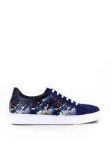 PAINT SPLASH PRINTED LEATHER AND SUEDE SNEAKERS